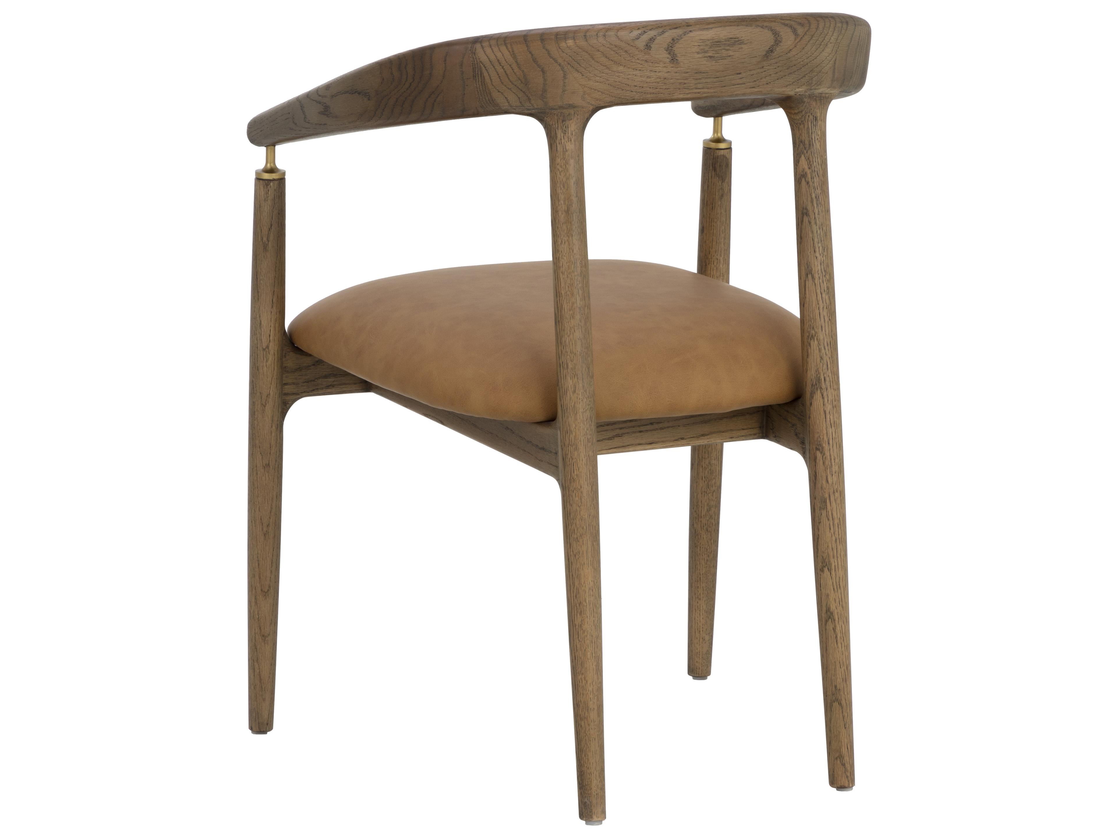 Sunpan Valmont Dining Armchair in Milliken Cognac