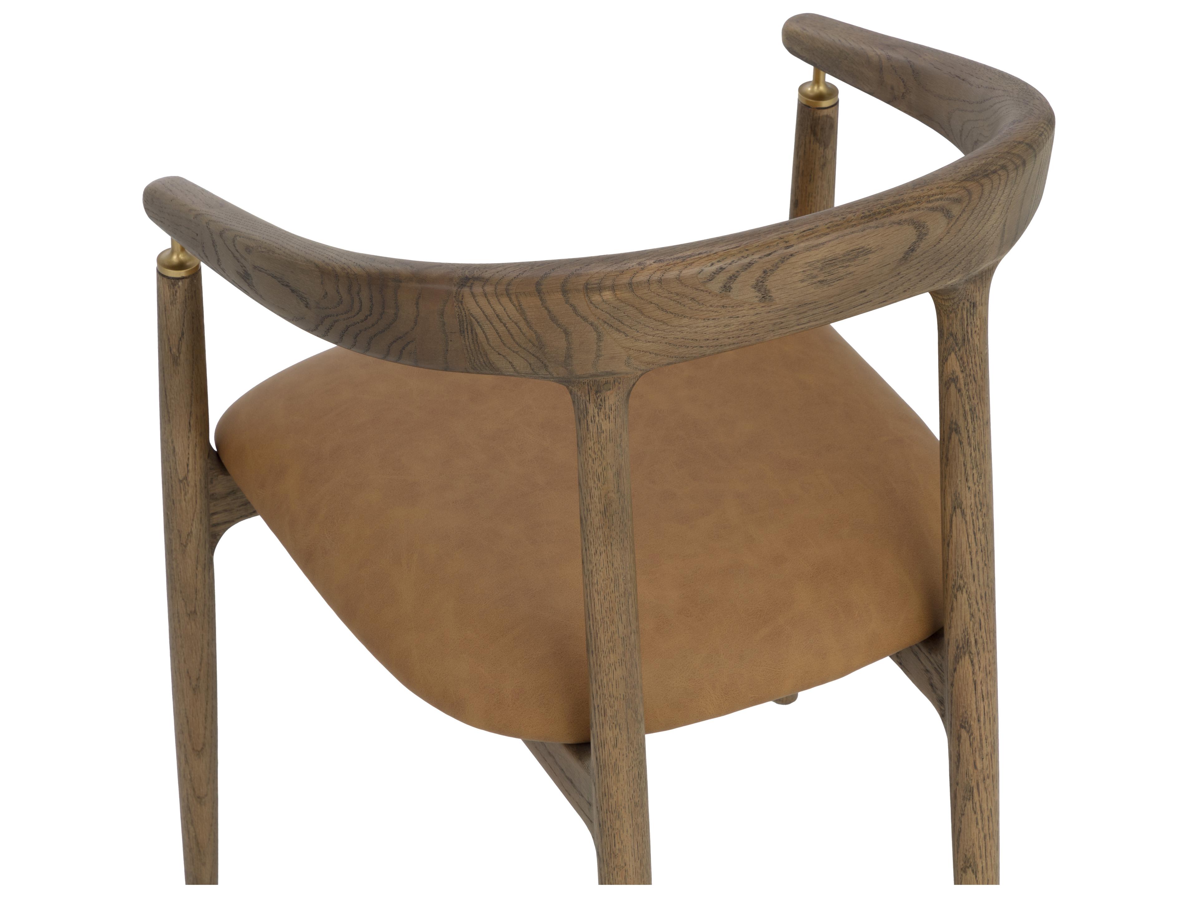 Sunpan Valmont Dining Armchair in Milliken Cognac