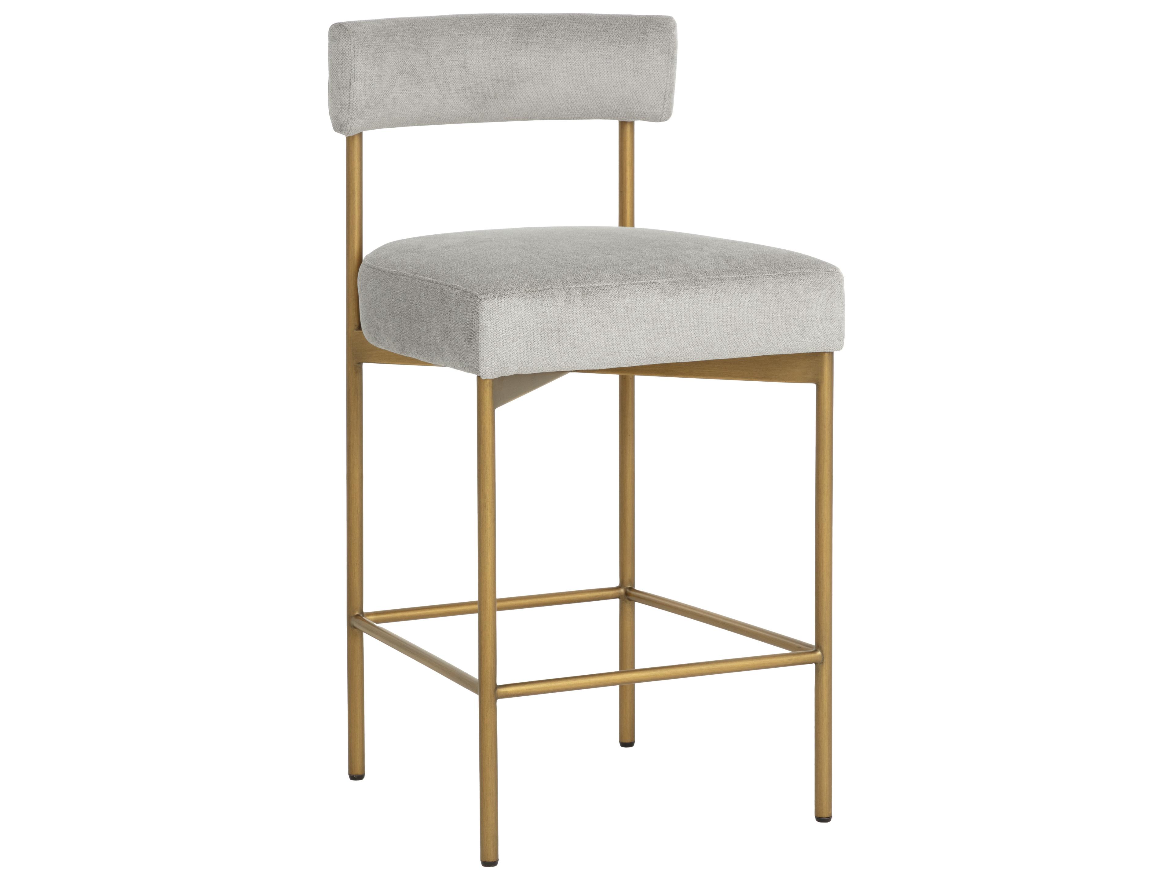 Seneca Counter Stool in Antique Brass in Polo Club Stone