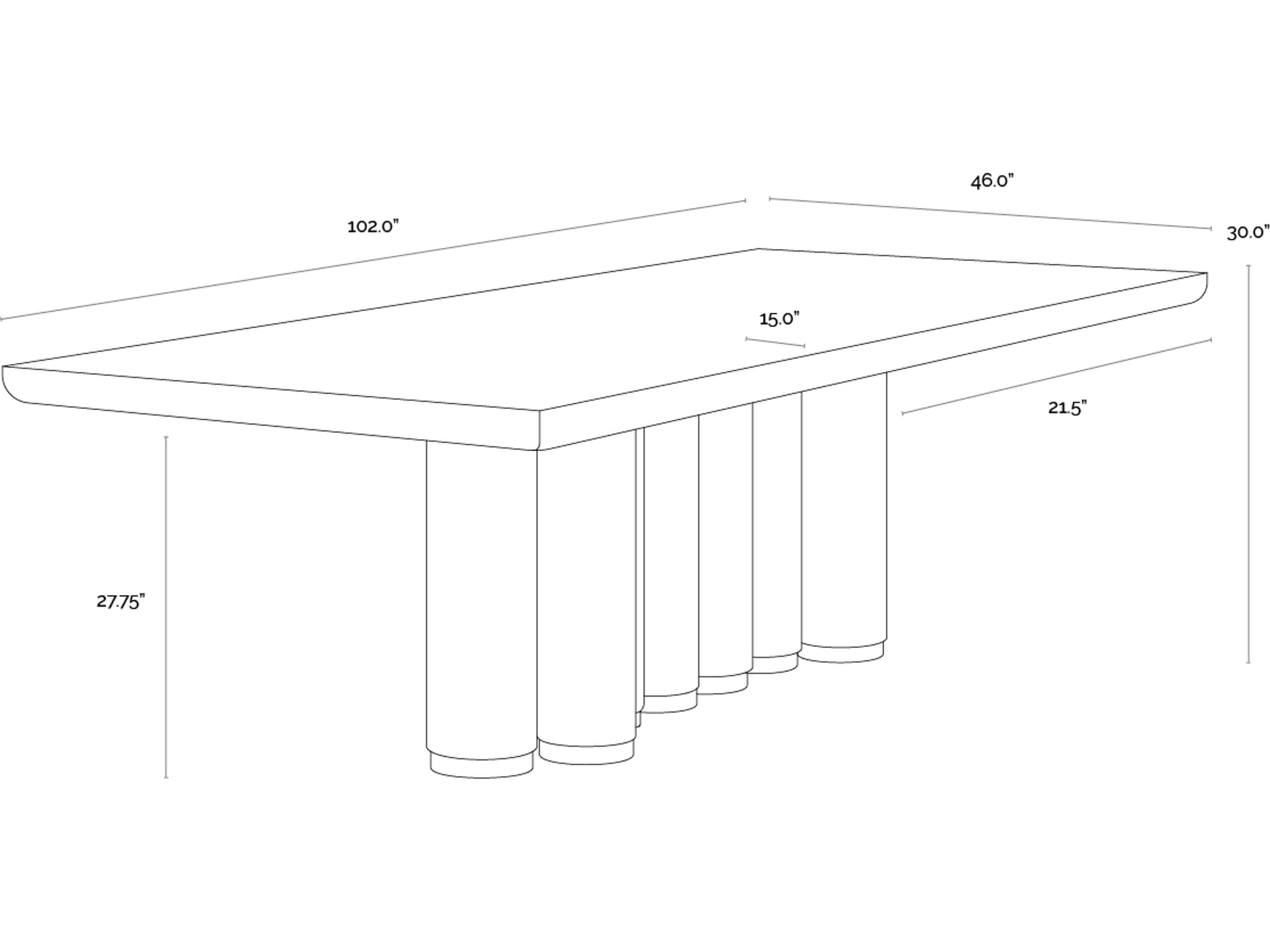 Sunpan Salix Dining Table in 102"