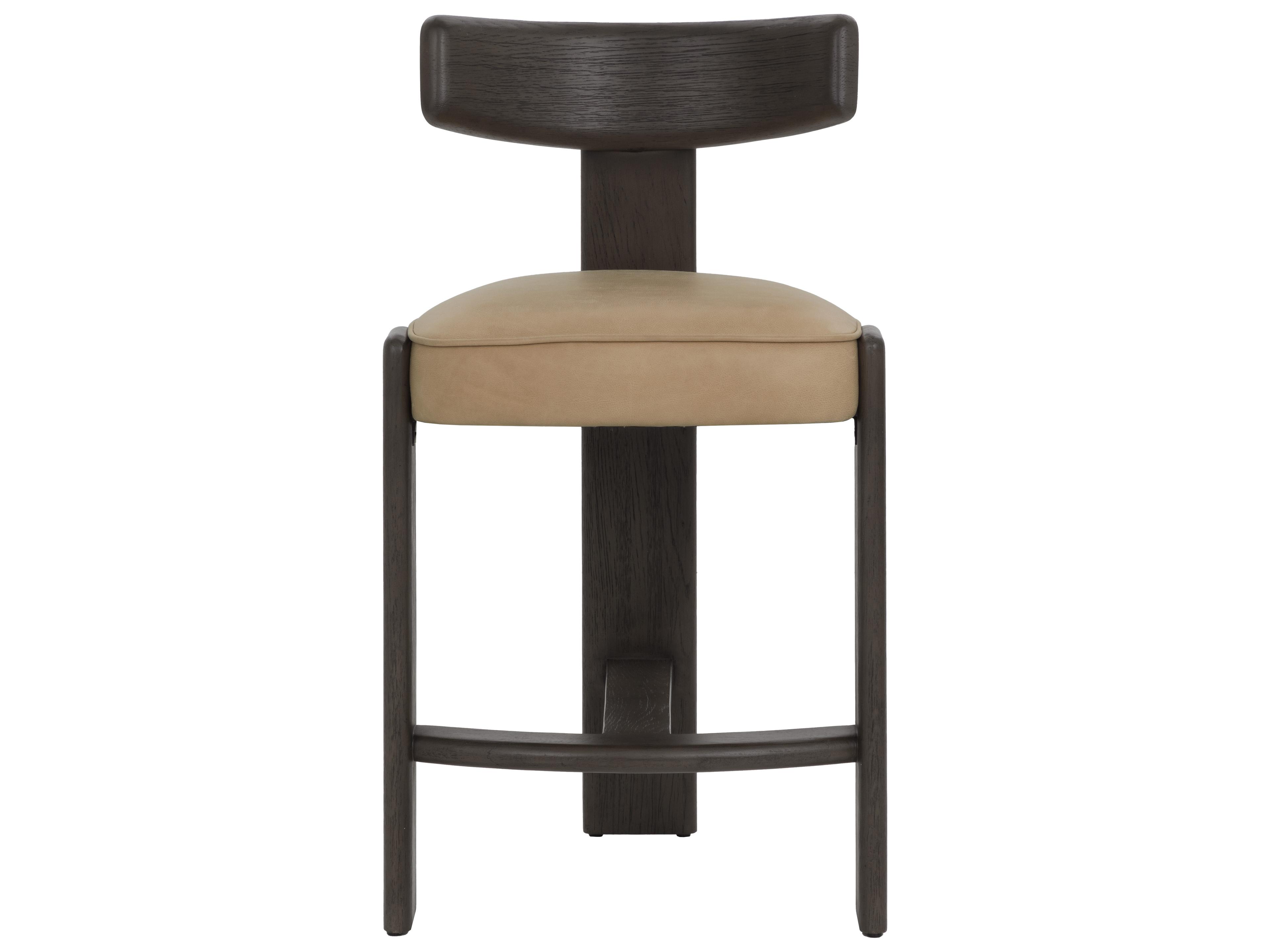 Sunpan Horton Counter Stool in Dark Brown in Sahara Sand Leather