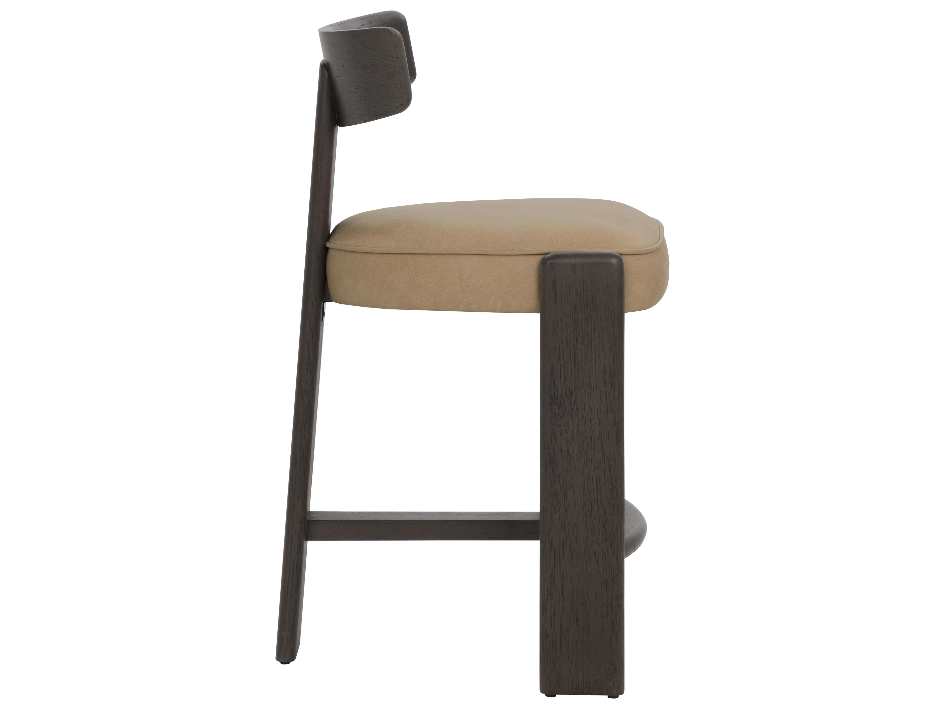 Sunpan Horton Counter Stool in Dark Brown in Sahara Sand Leather