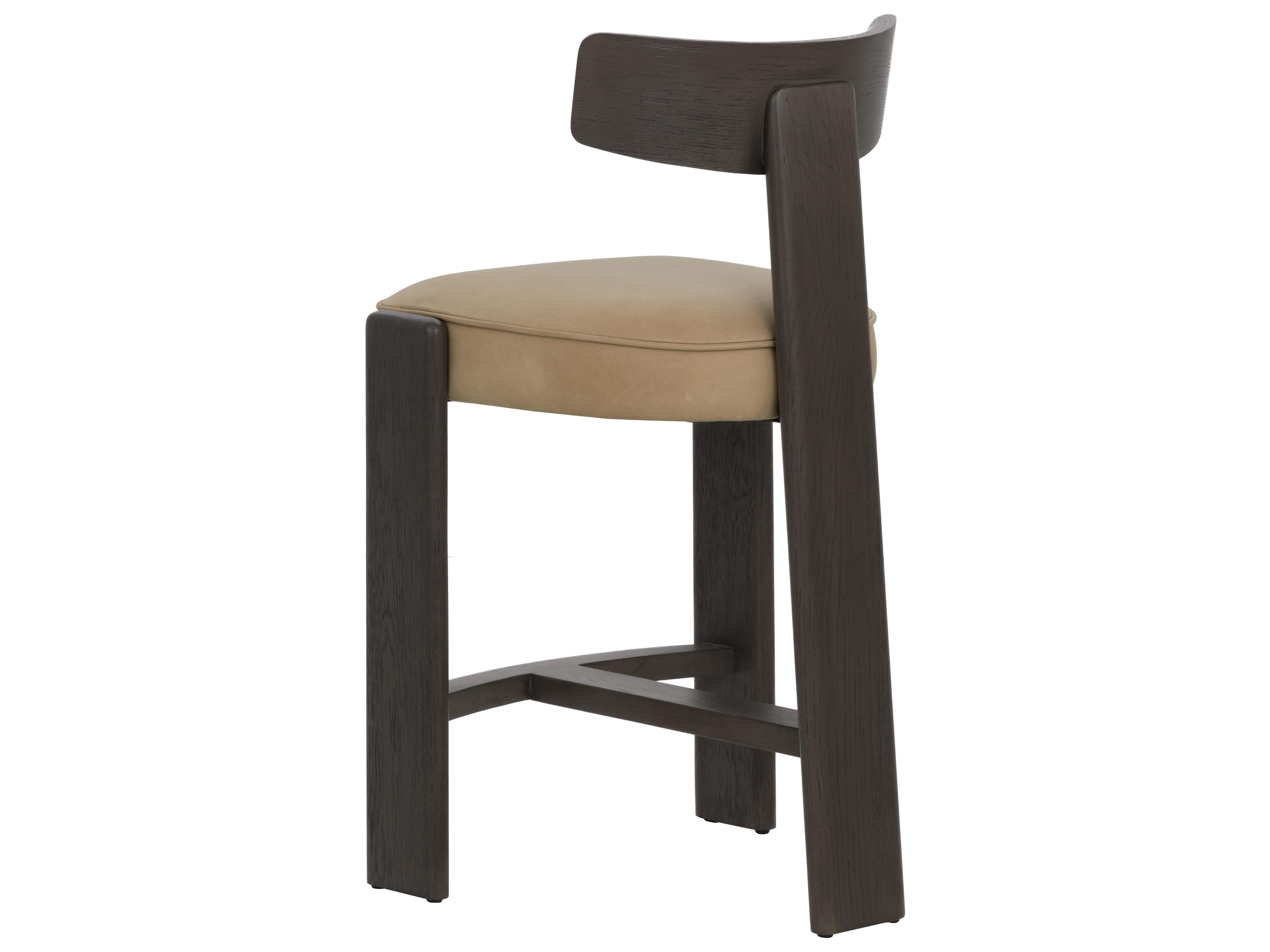 Sunpan Horton Counter Stool in Dark Brown in Sahara Sand Leather