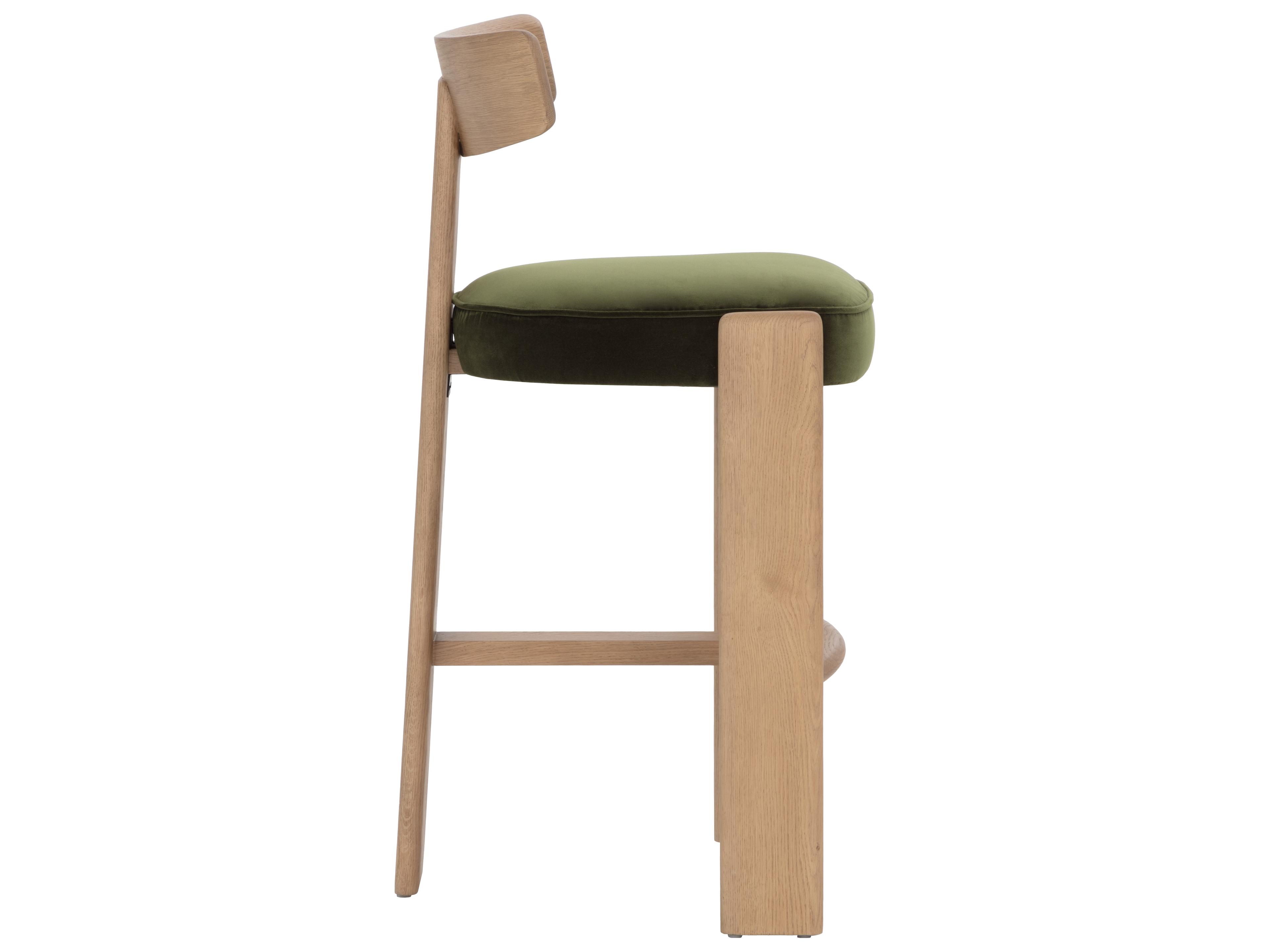 Sunpan Horton Barstool in Rustic Oak in Forest Green
