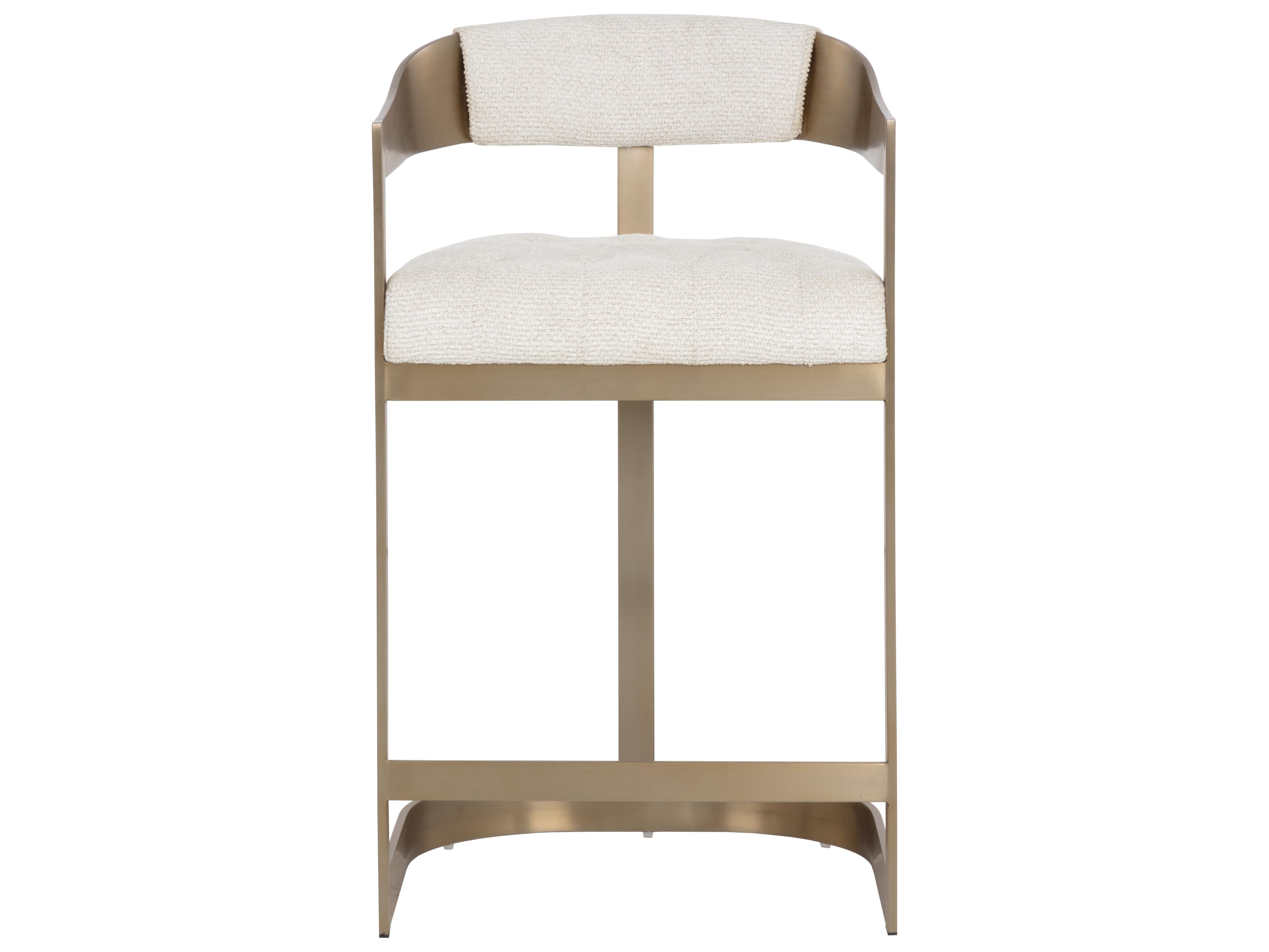 Sunpan Beaumont Counter Stool in Antique Brass in Rhea Light Barley