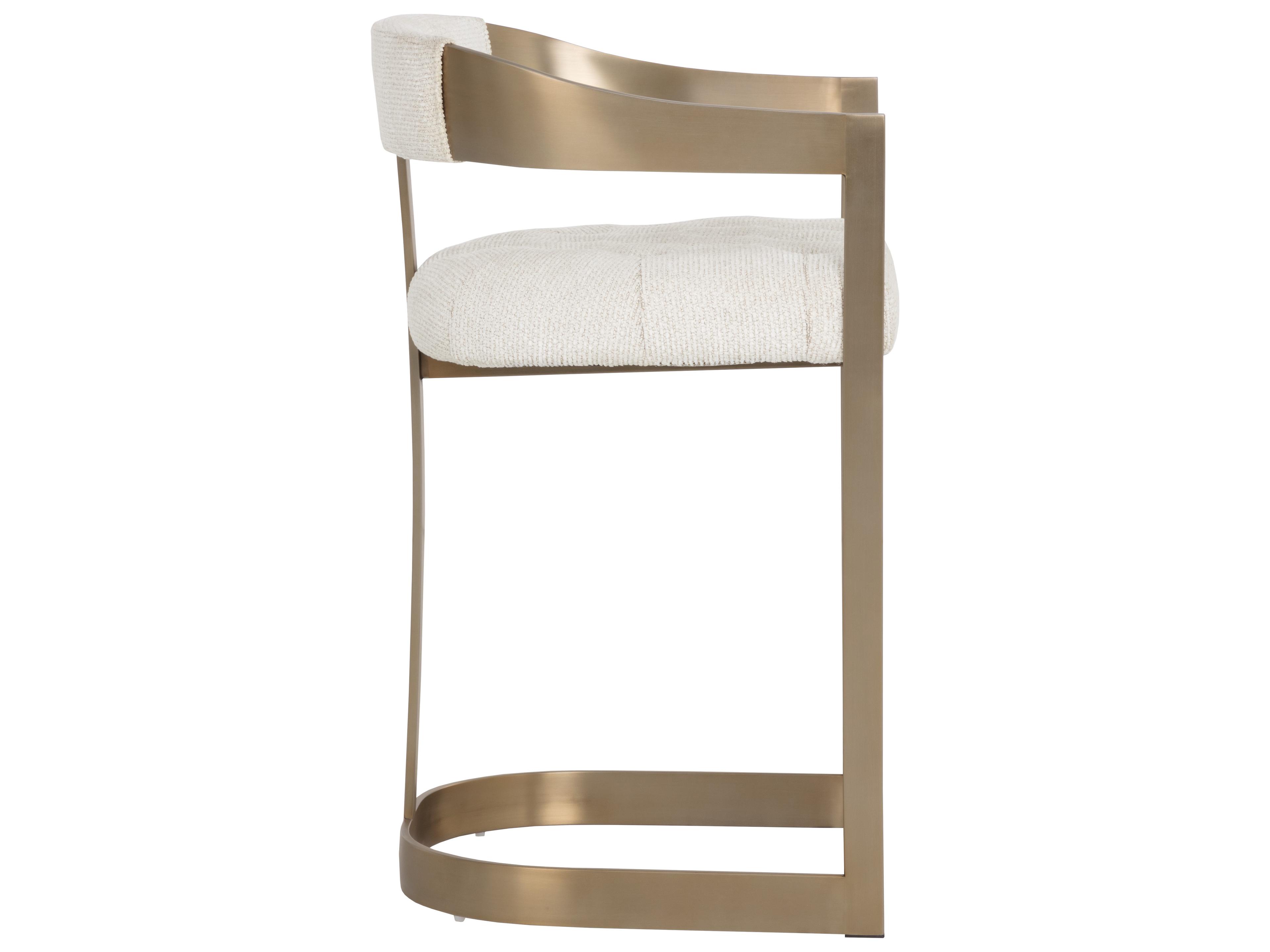 Sunpan Beaumont Counter Stool in Antique Brass in Rhea Light Barley