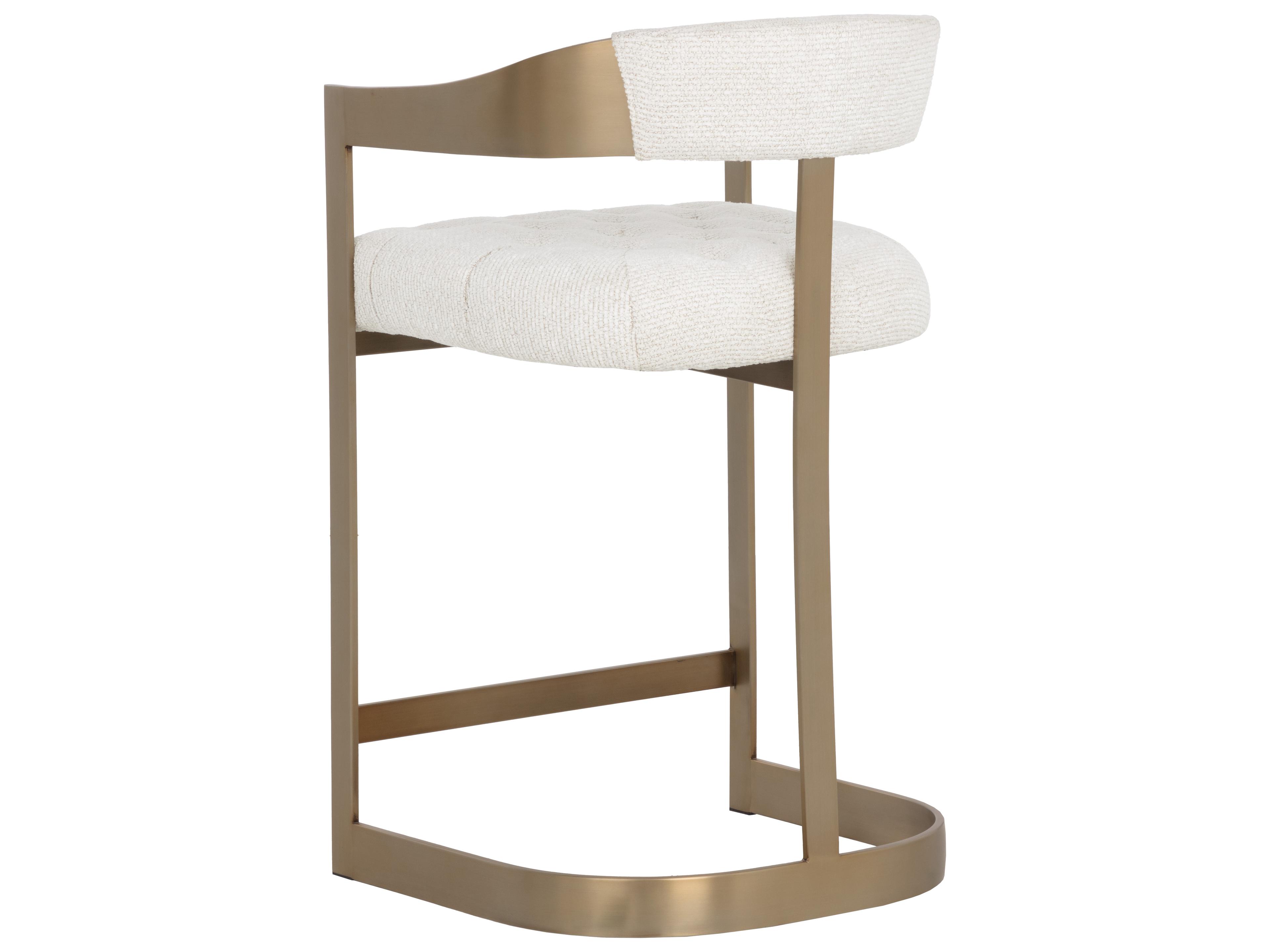 Sunpan Beaumont Counter Stool in Antique Brass in Rhea Light Barley