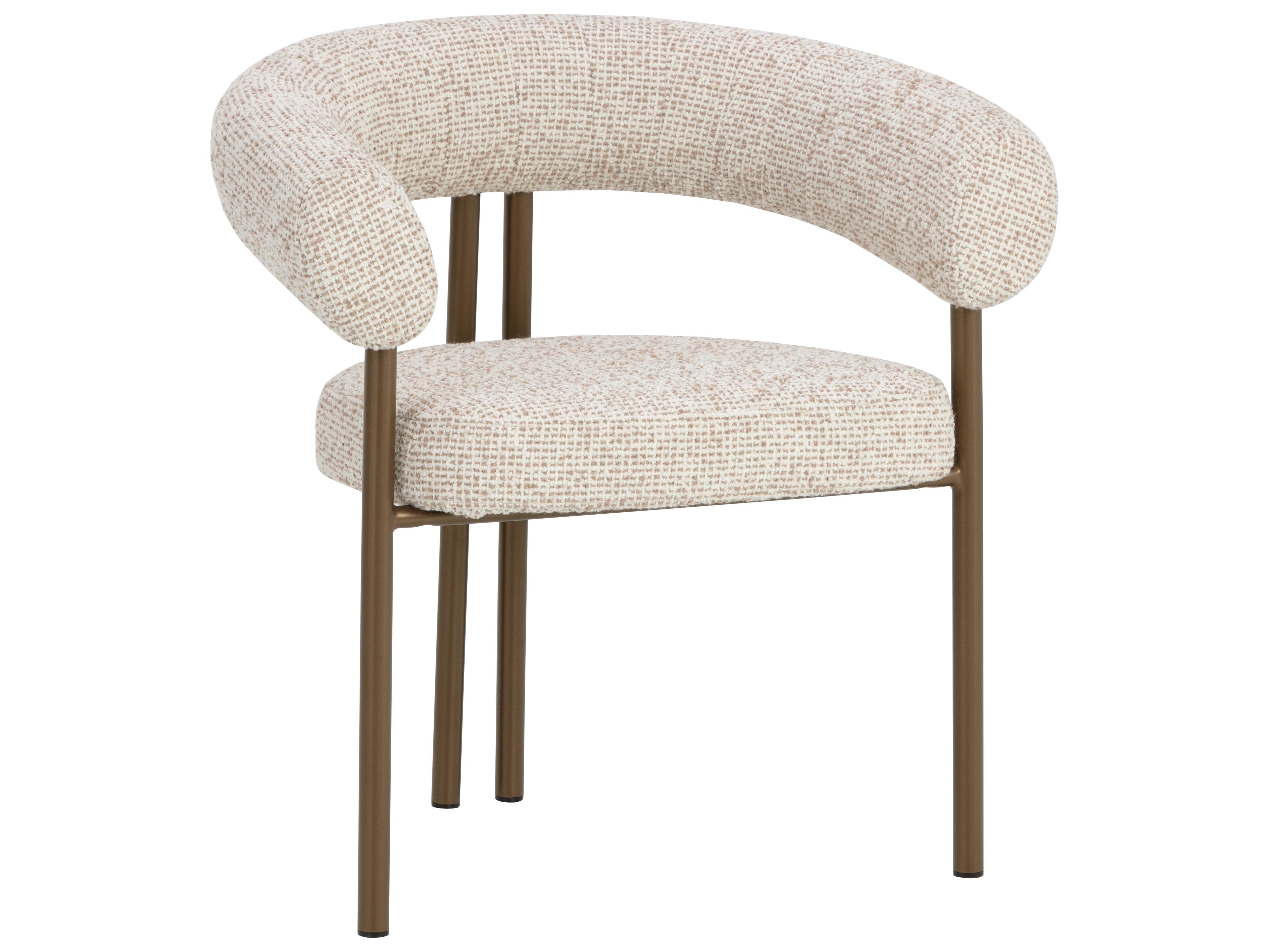 Oniva Dining Armchair in Antique Bronze in Noah Ecru