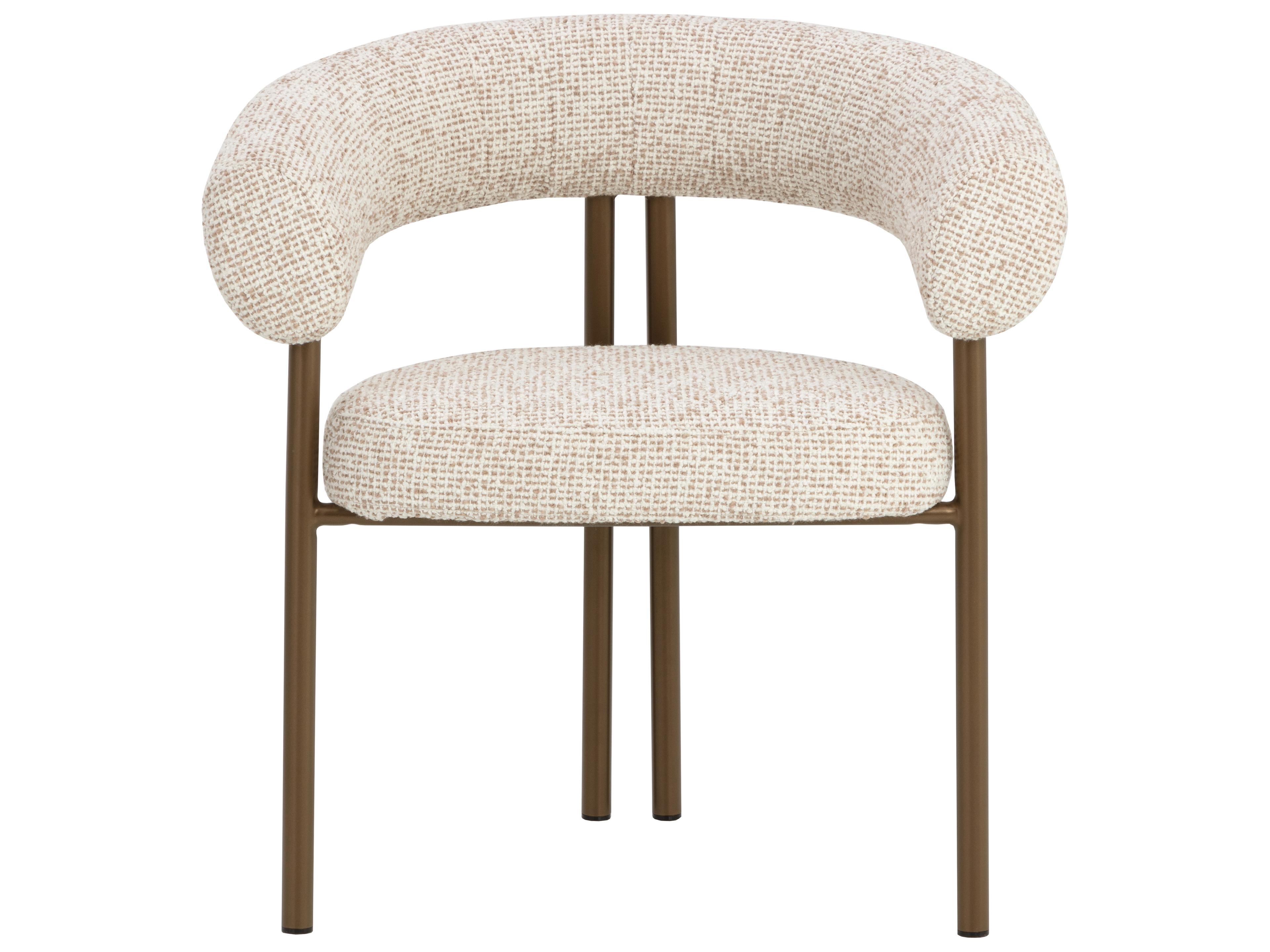 Sunpan Oniva Dining Armchair in Antique Bronze in Noah Ecru