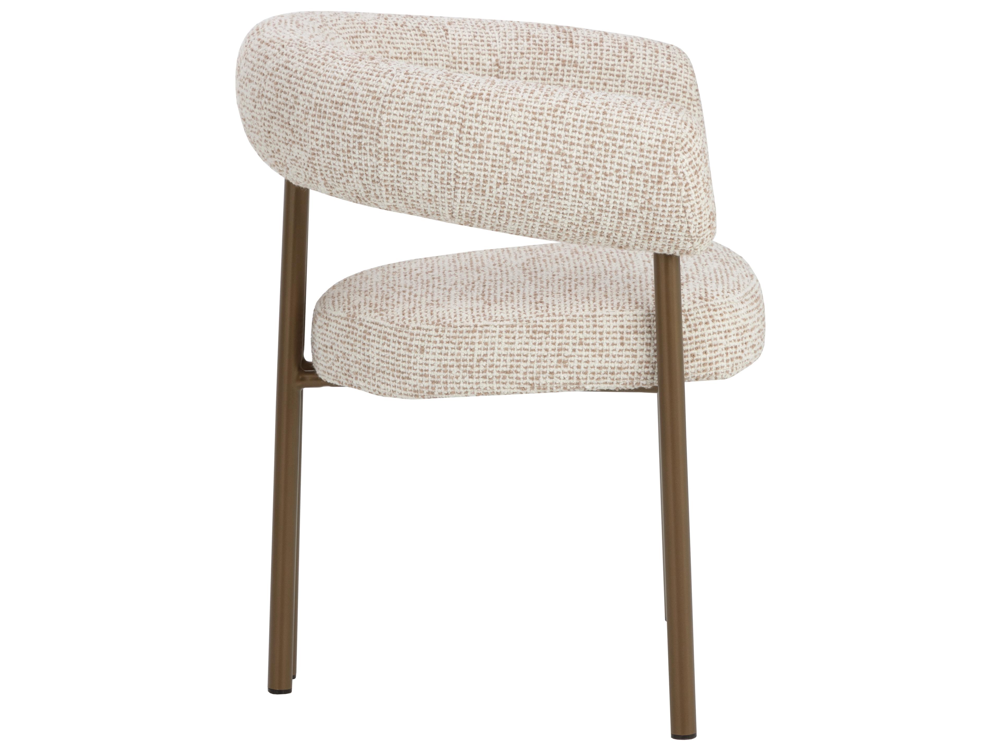 Sunpan Oniva Dining Armchair in Antique Bronze in Noah Ecru