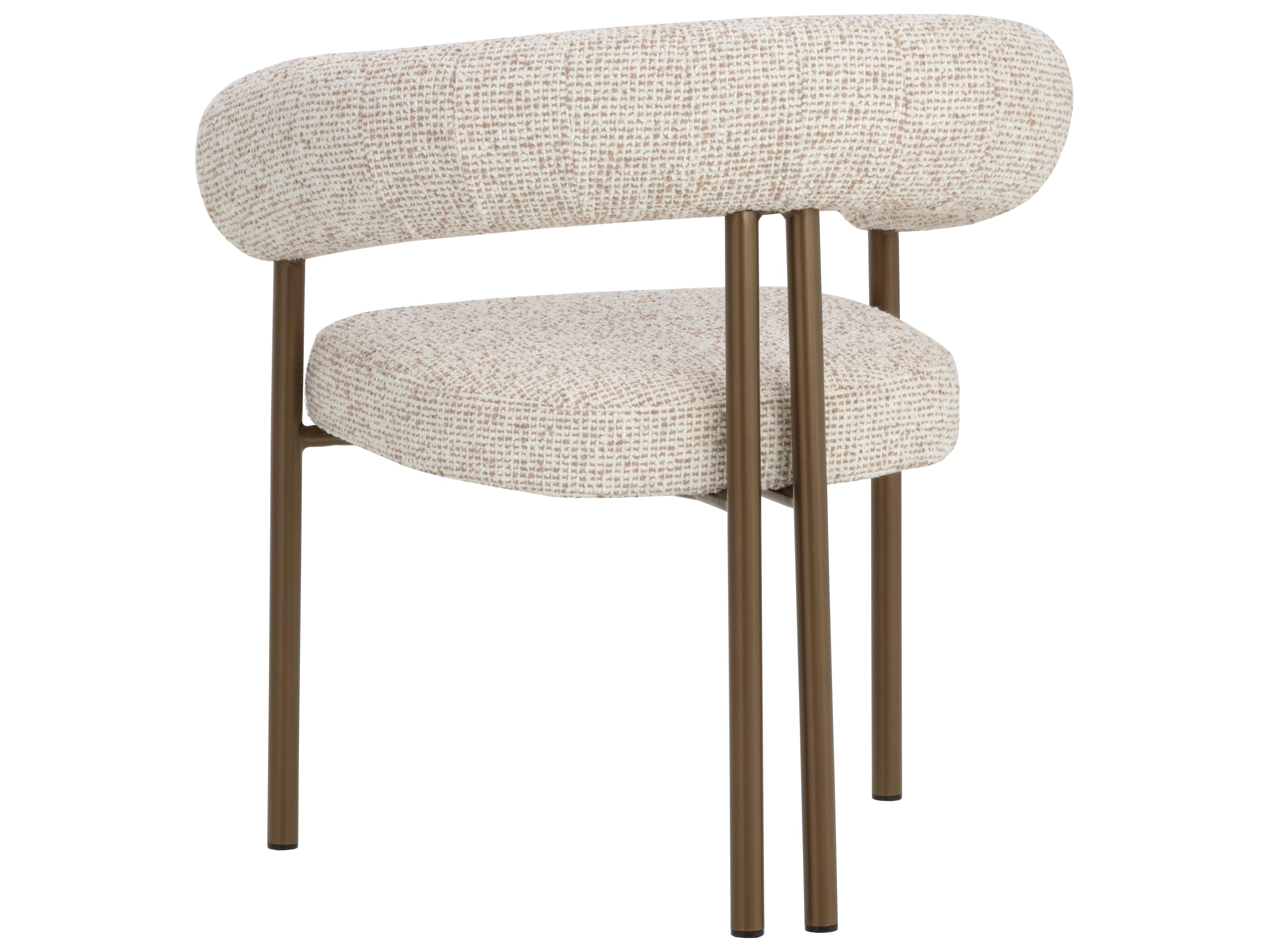 Sunpan Oniva Dining Armchair in Antique Bronze in Noah Ecru