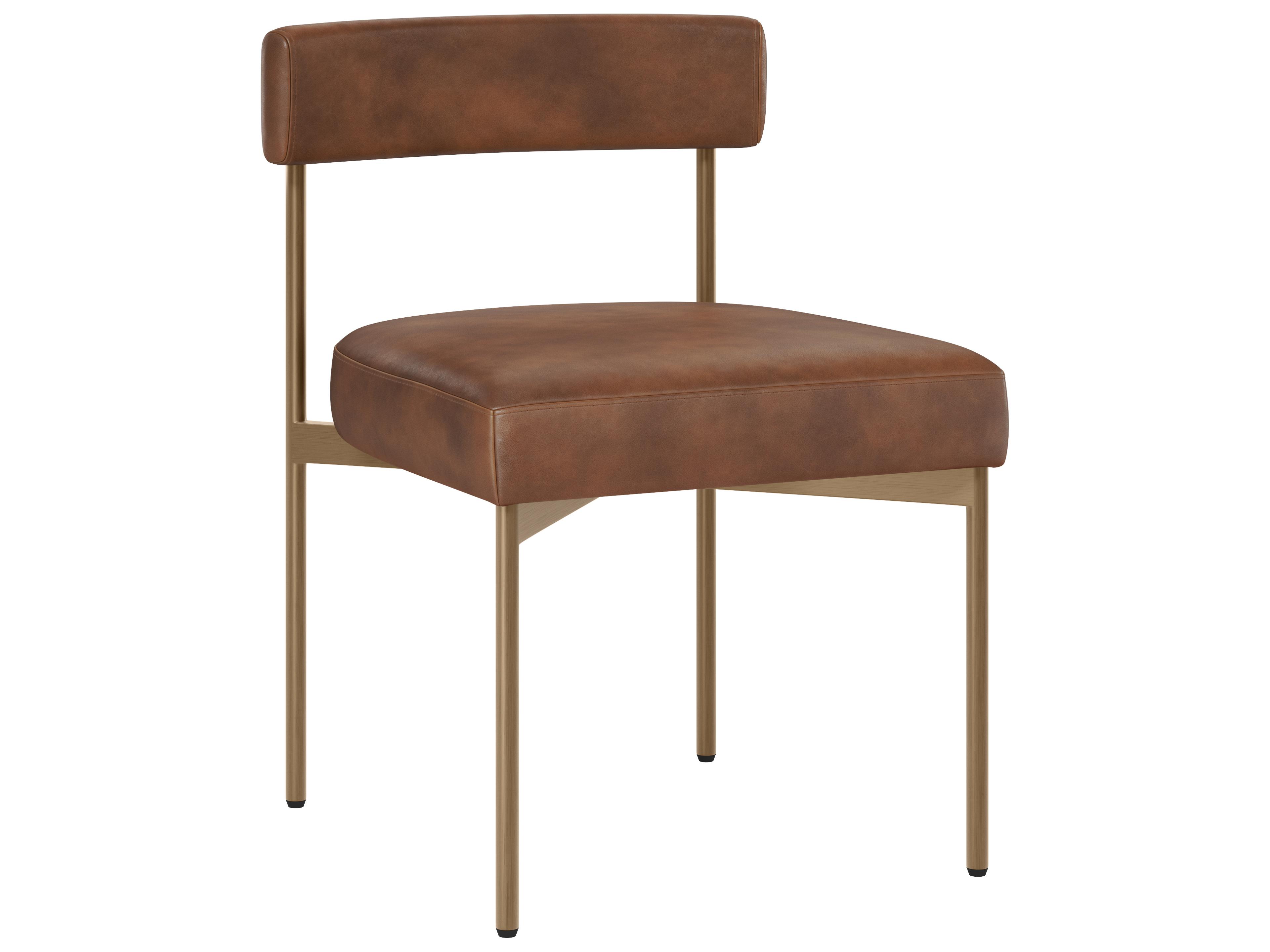 Seneca Dining Chair in Antique Brass in Bravo Cognac