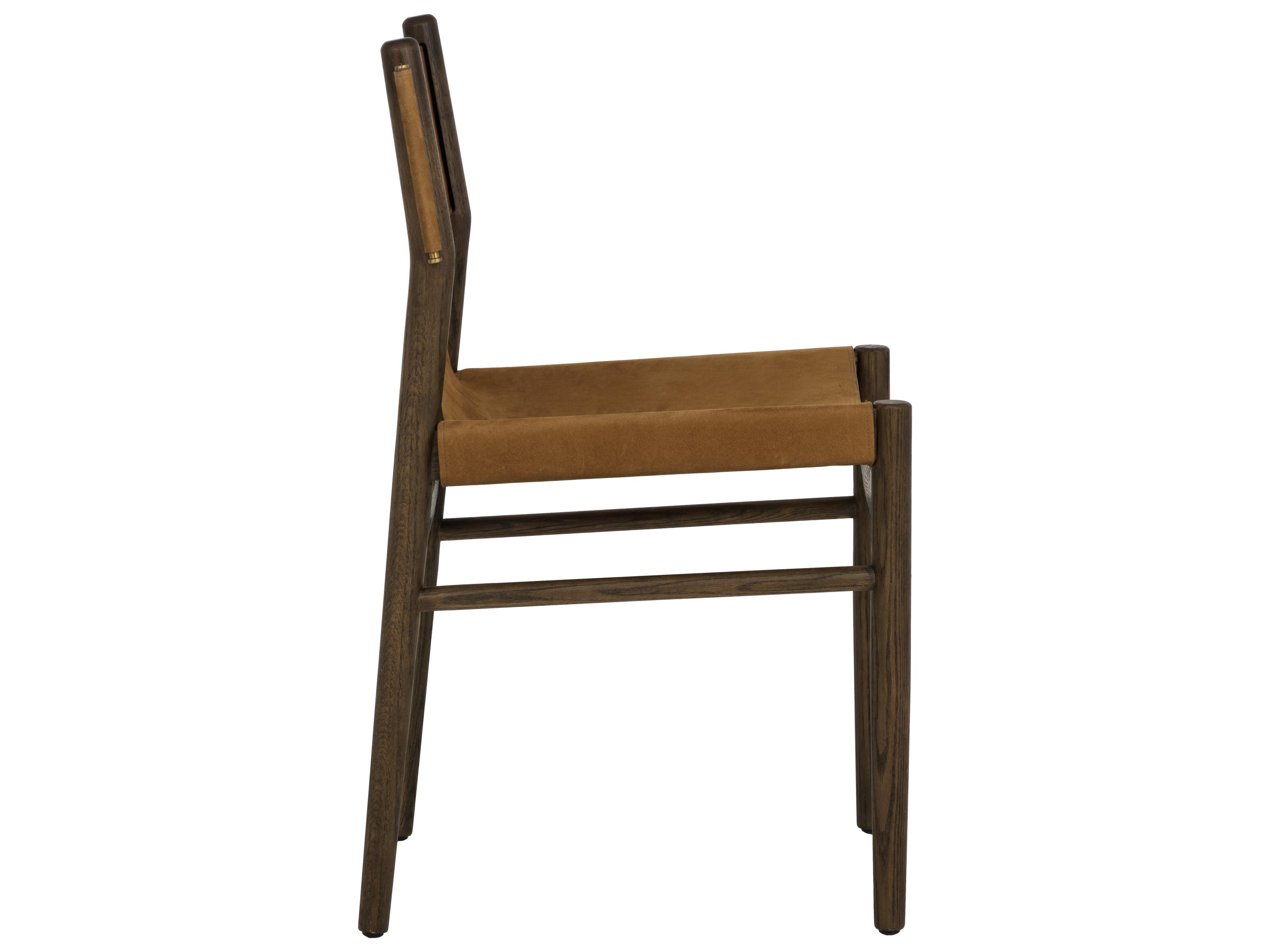 Sunpan Argus Dining Chair in Nubuck Caramel Leather