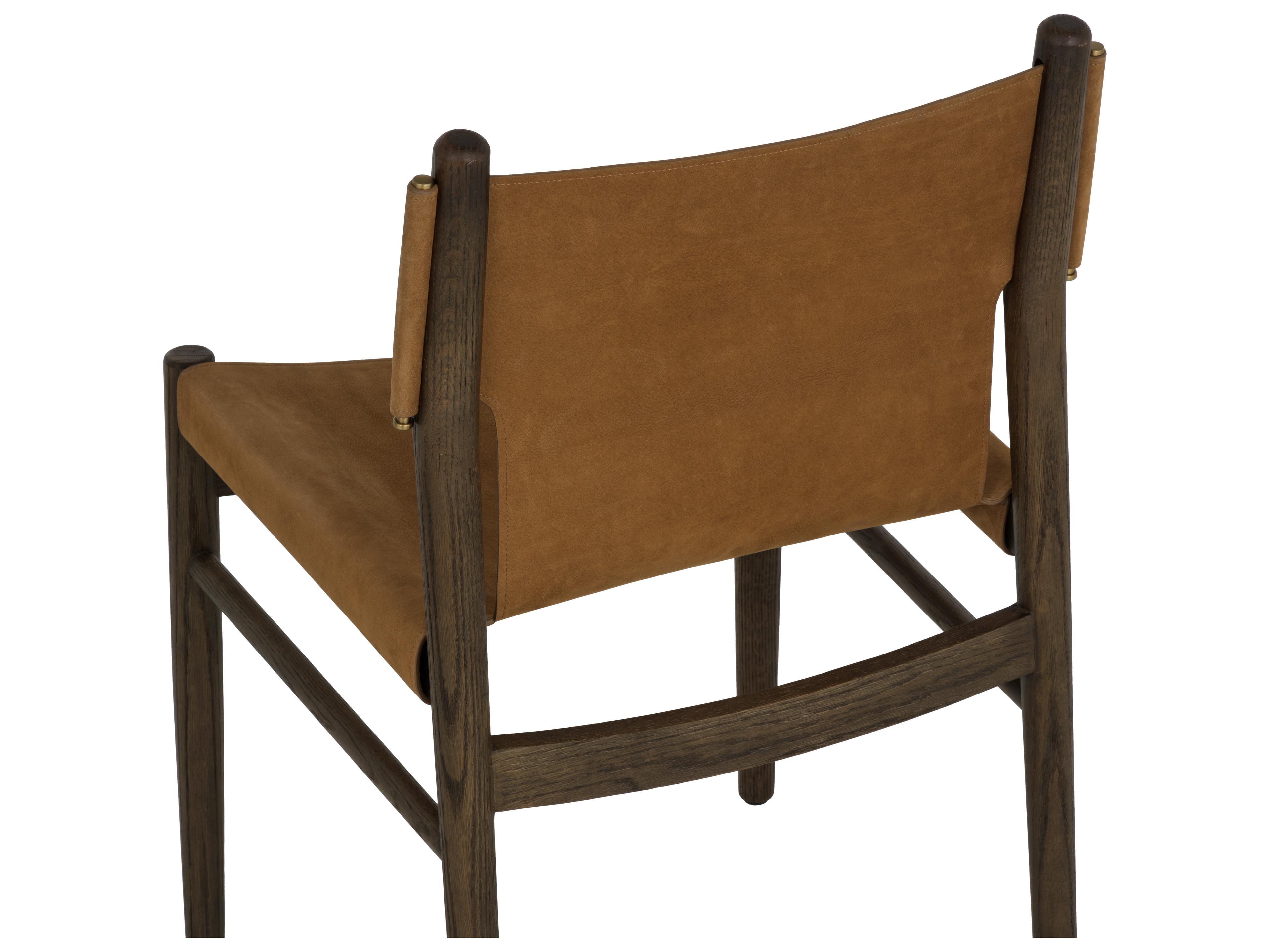 Sunpan Argus Dining Chair in Nubuck Caramel Leather