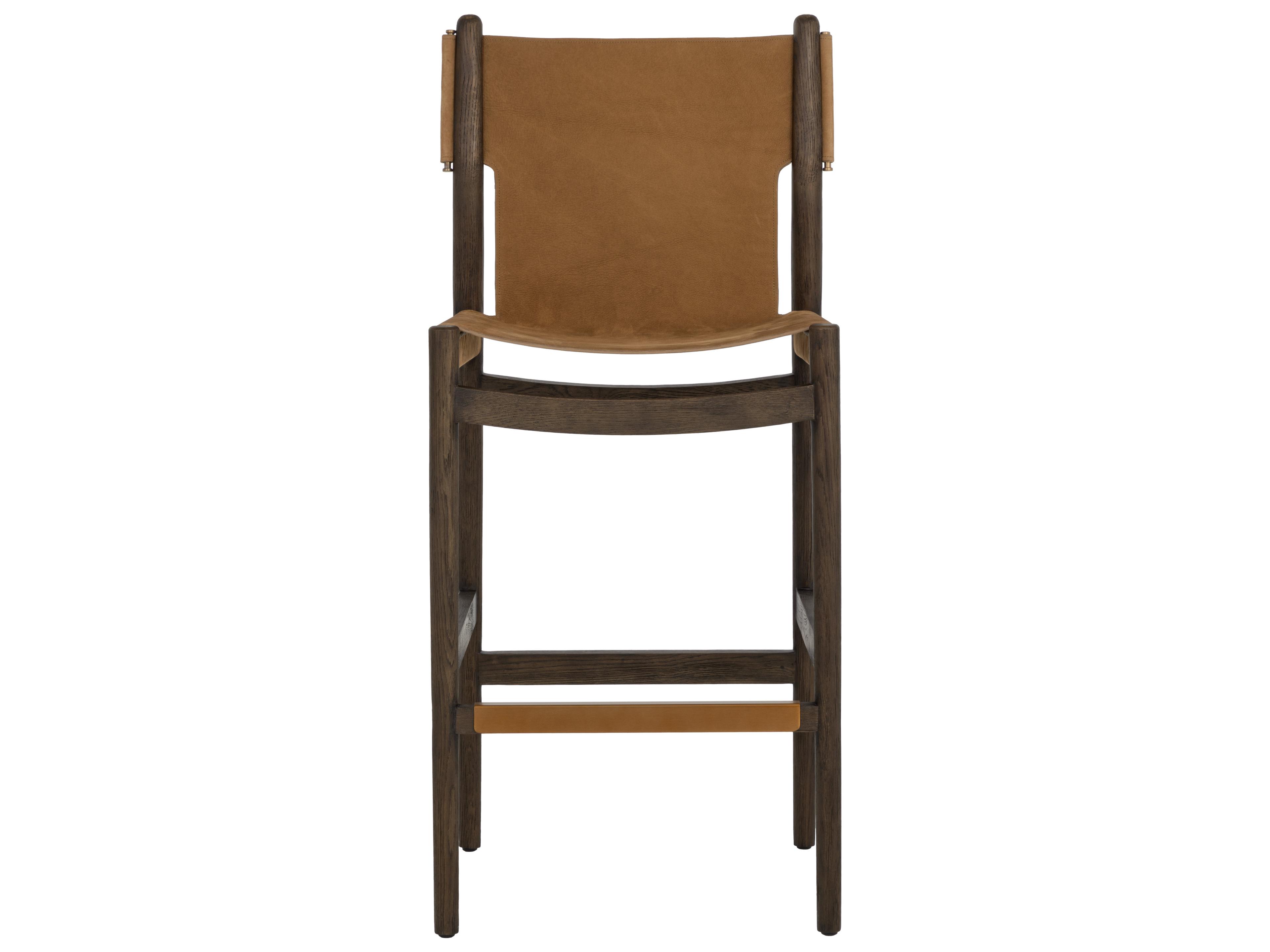 Sunpan Argus Barstool in Nubuck Caramel Leather