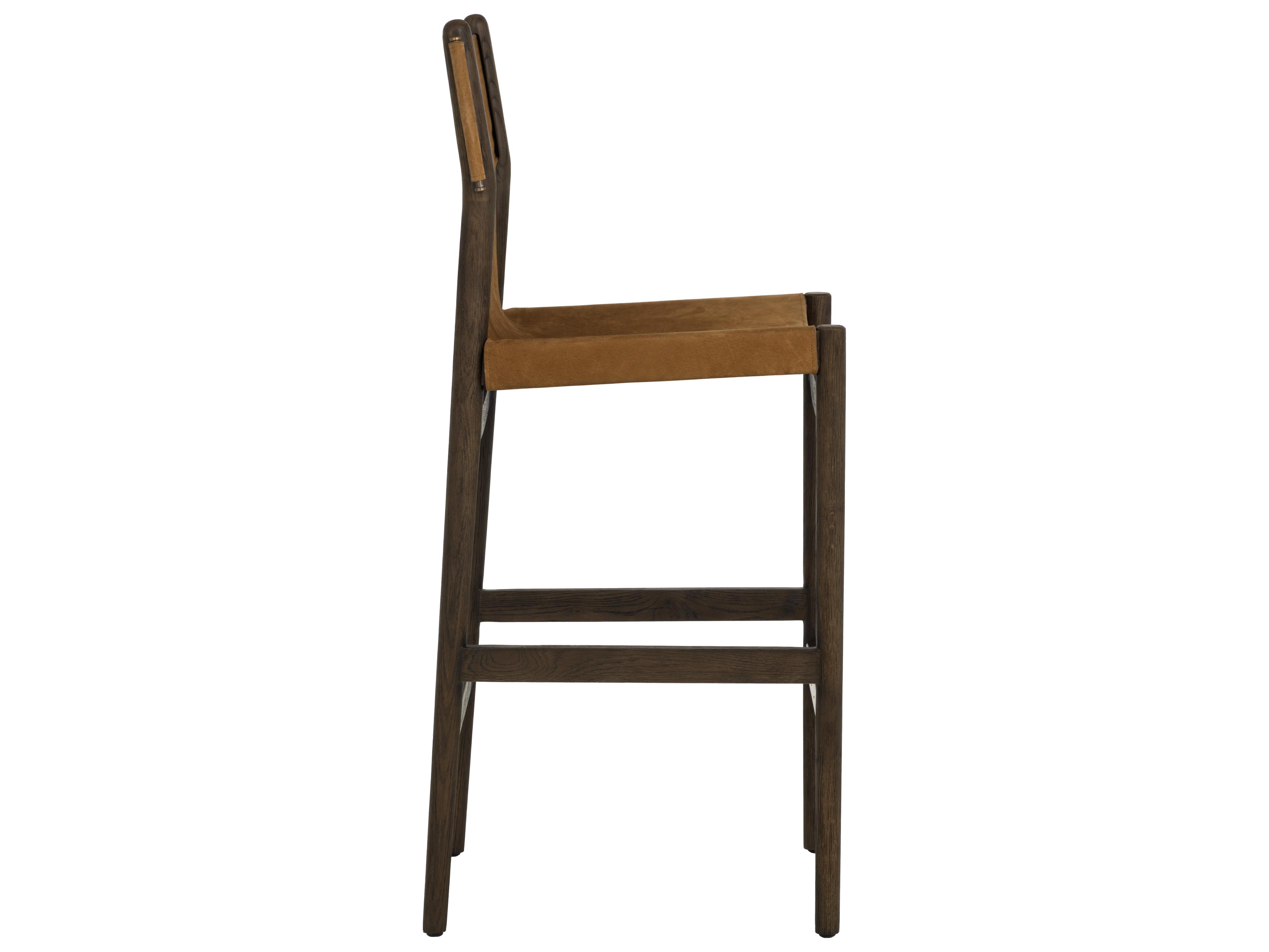 Sunpan Argus Barstool in Nubuck Caramel Leather