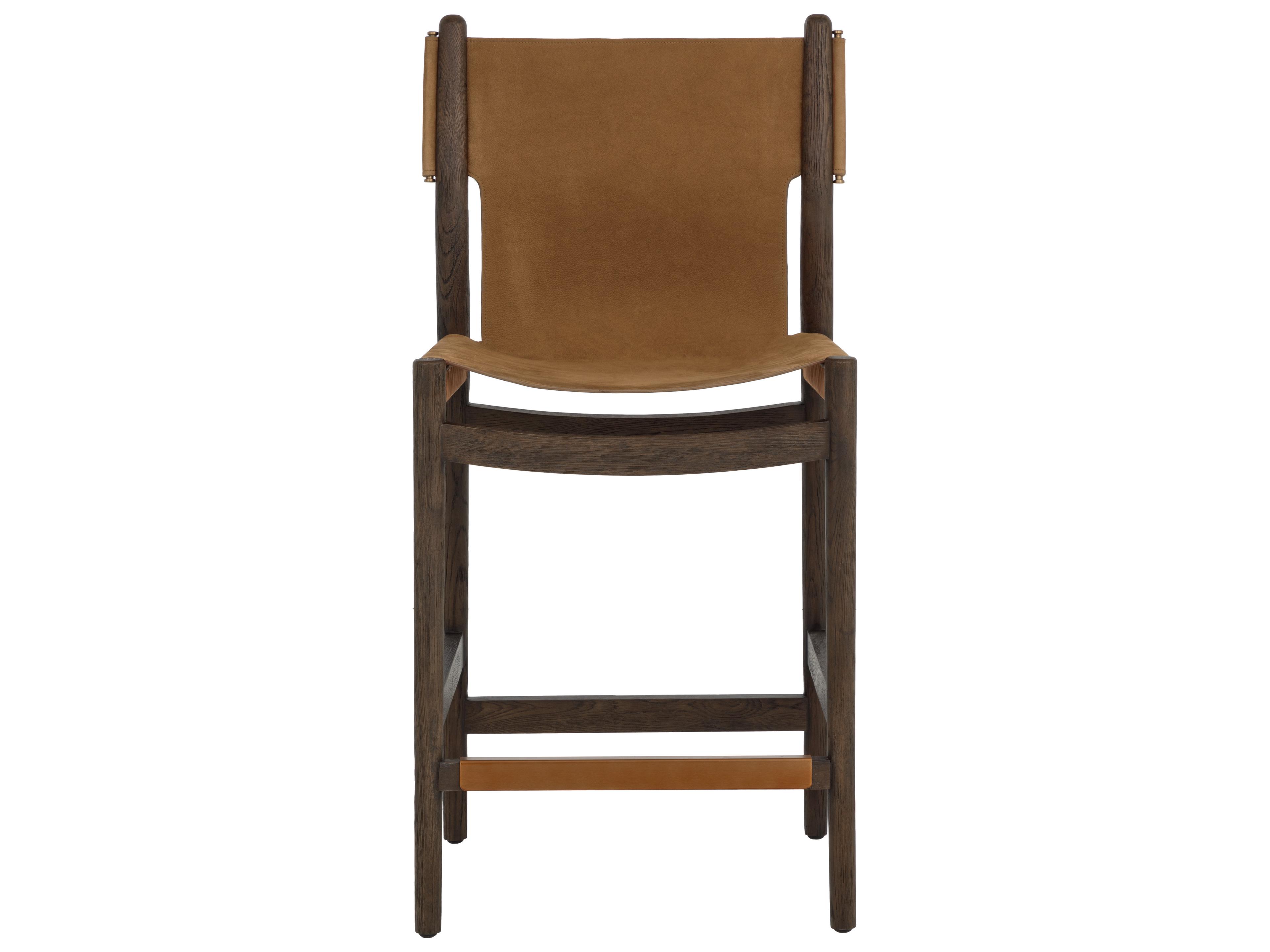 Sunpan Argus Counter Stool in Nubuck Caramel Leather