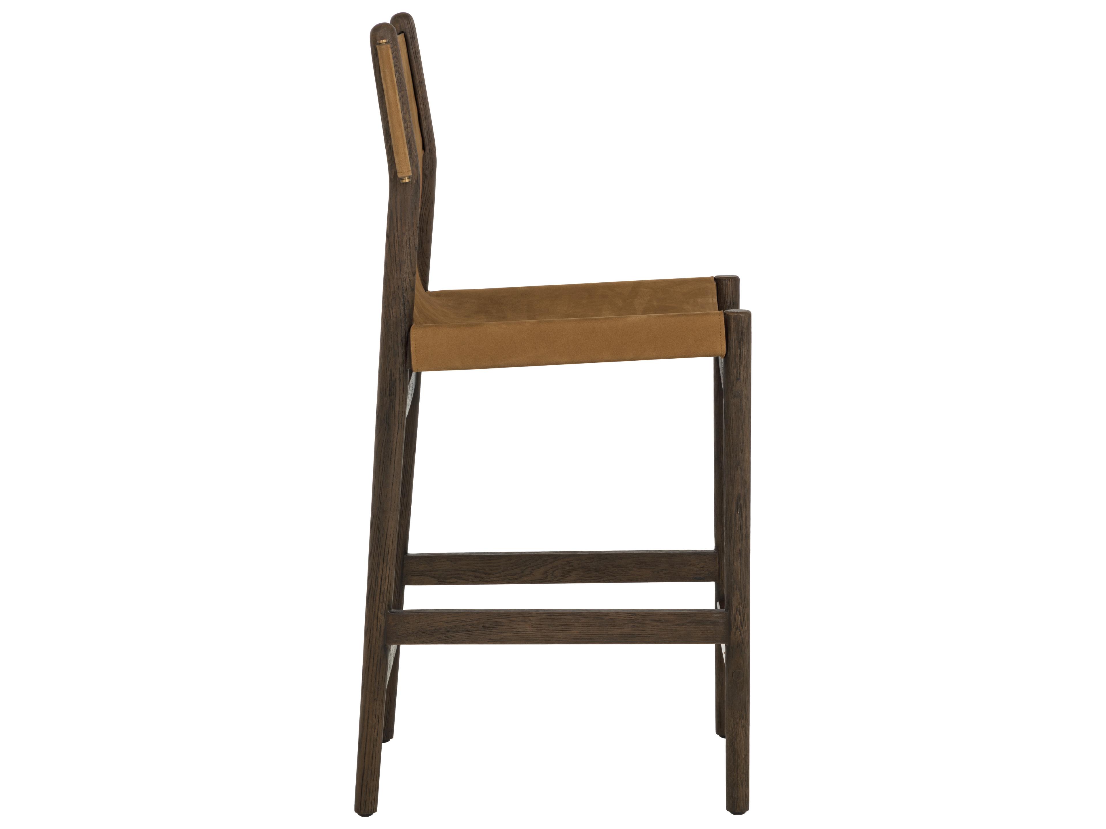 Sunpan Argus Counter Stool in Nubuck Caramel Leather