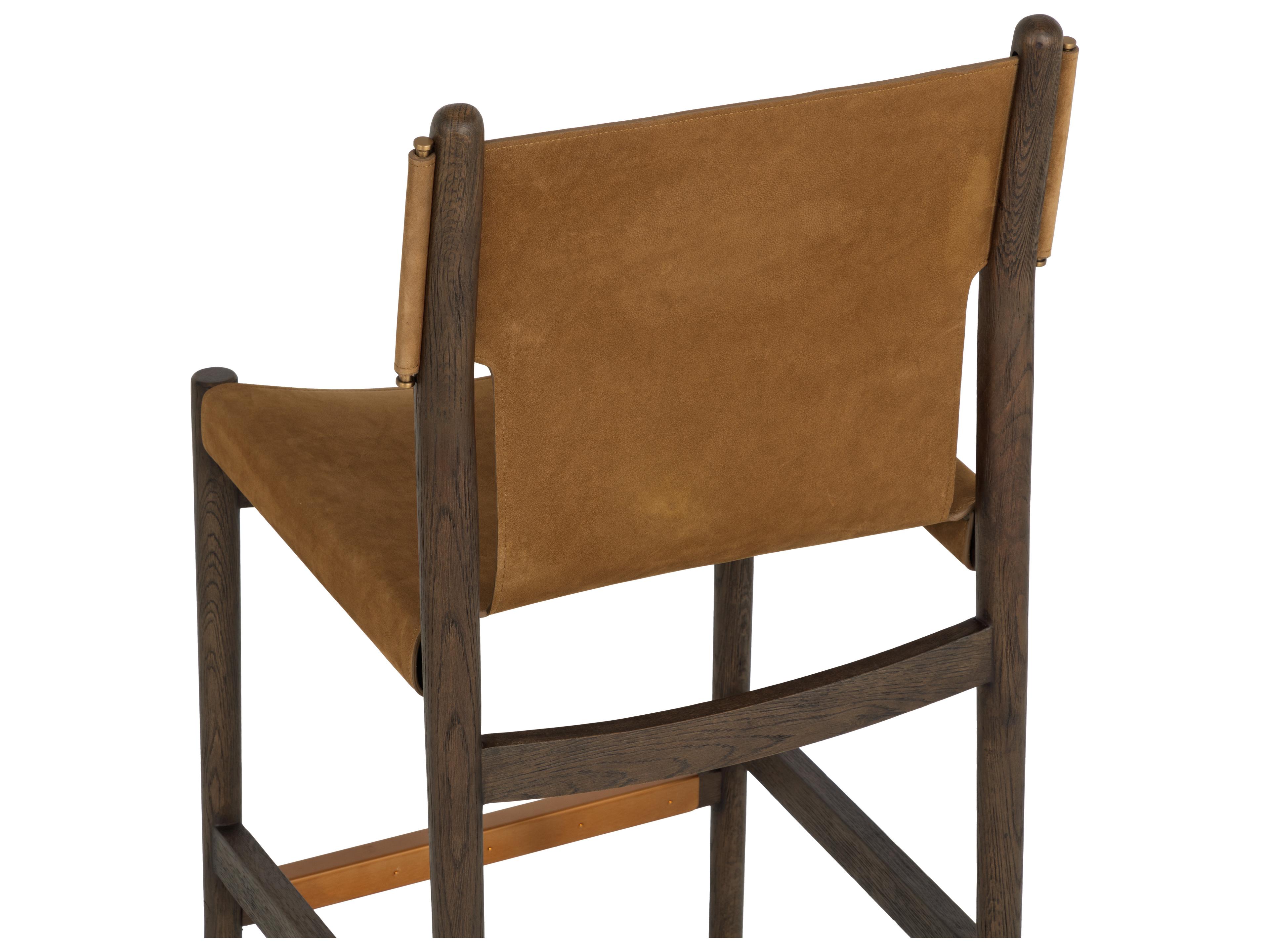 Sunpan Argus Counter Stool in Nubuck Caramel Leather
