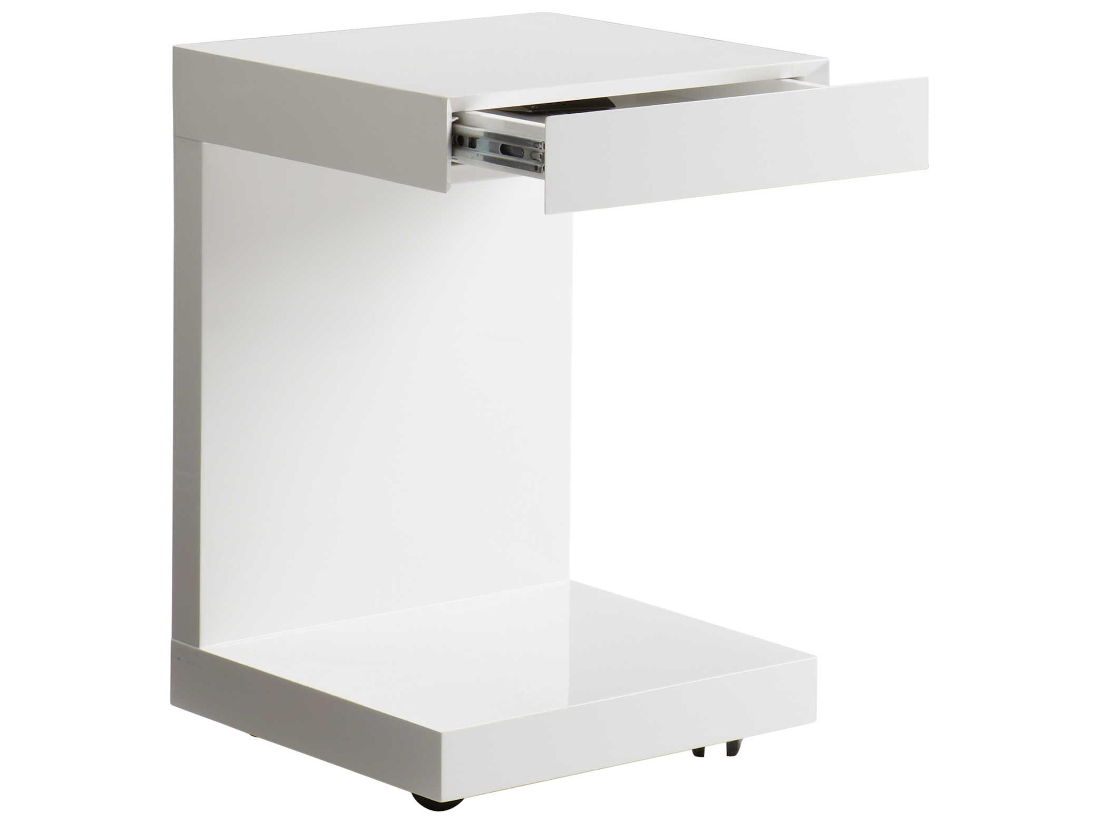 Sunpan Ikon Bachelor Square Wood High Gloss White End Table
