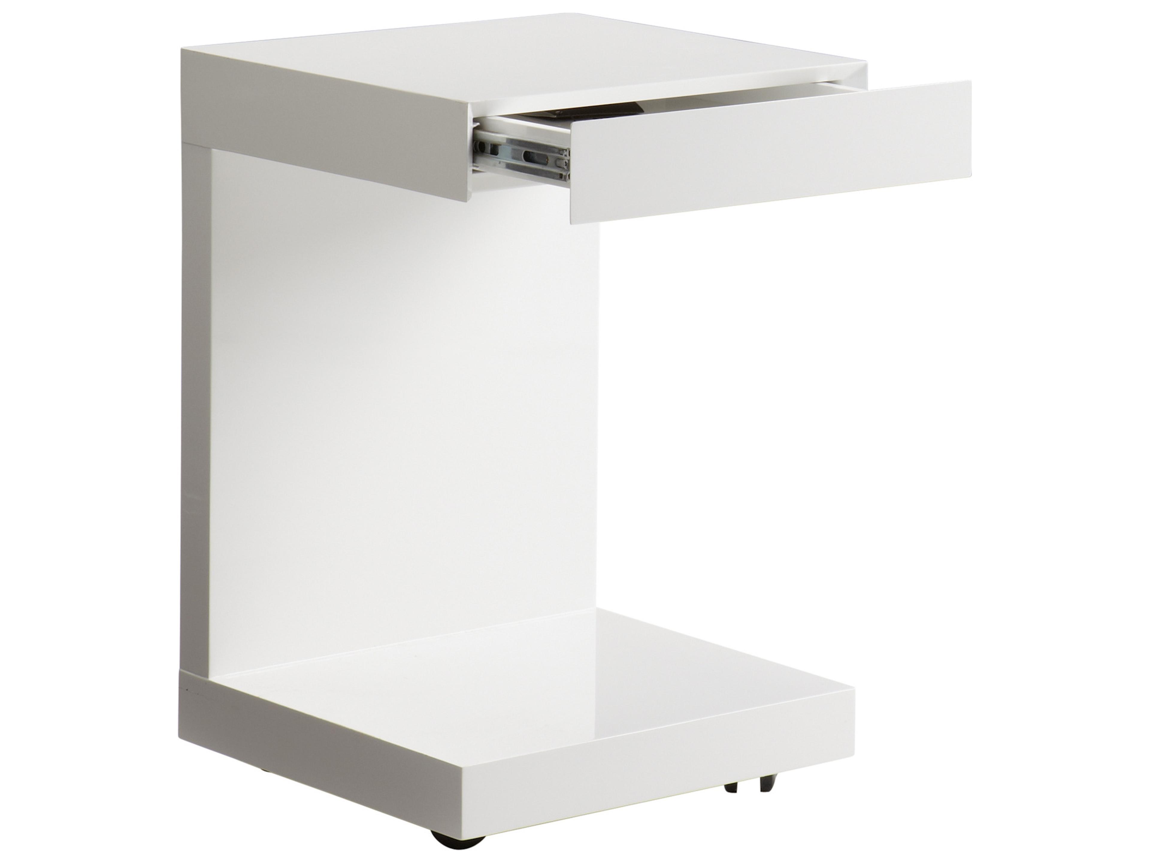 Sunpan Ikon Bachelor Square Wood High Gloss White End Table