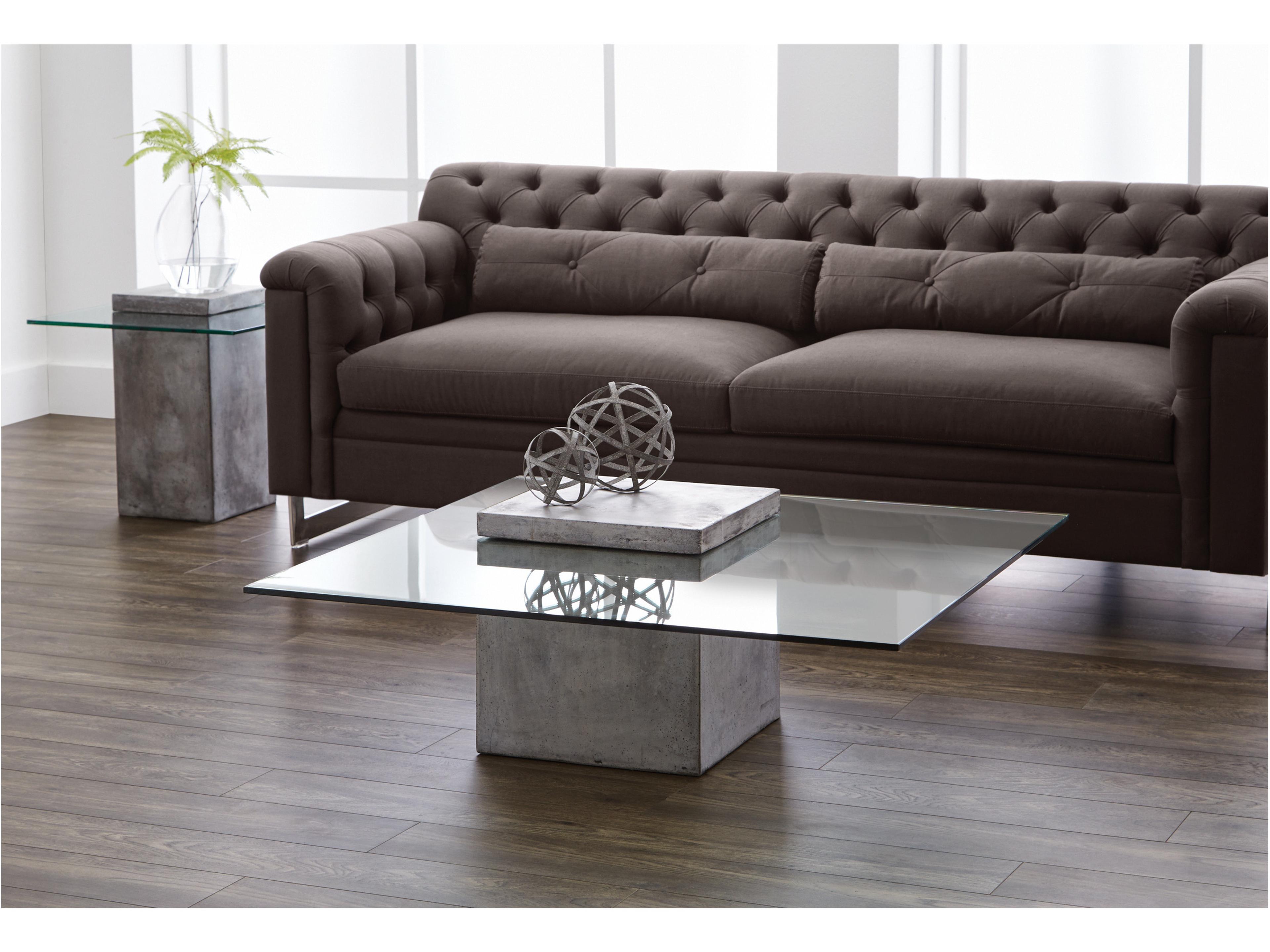 Sunpan Mixt Rectangular Glass Grey Coffee Table