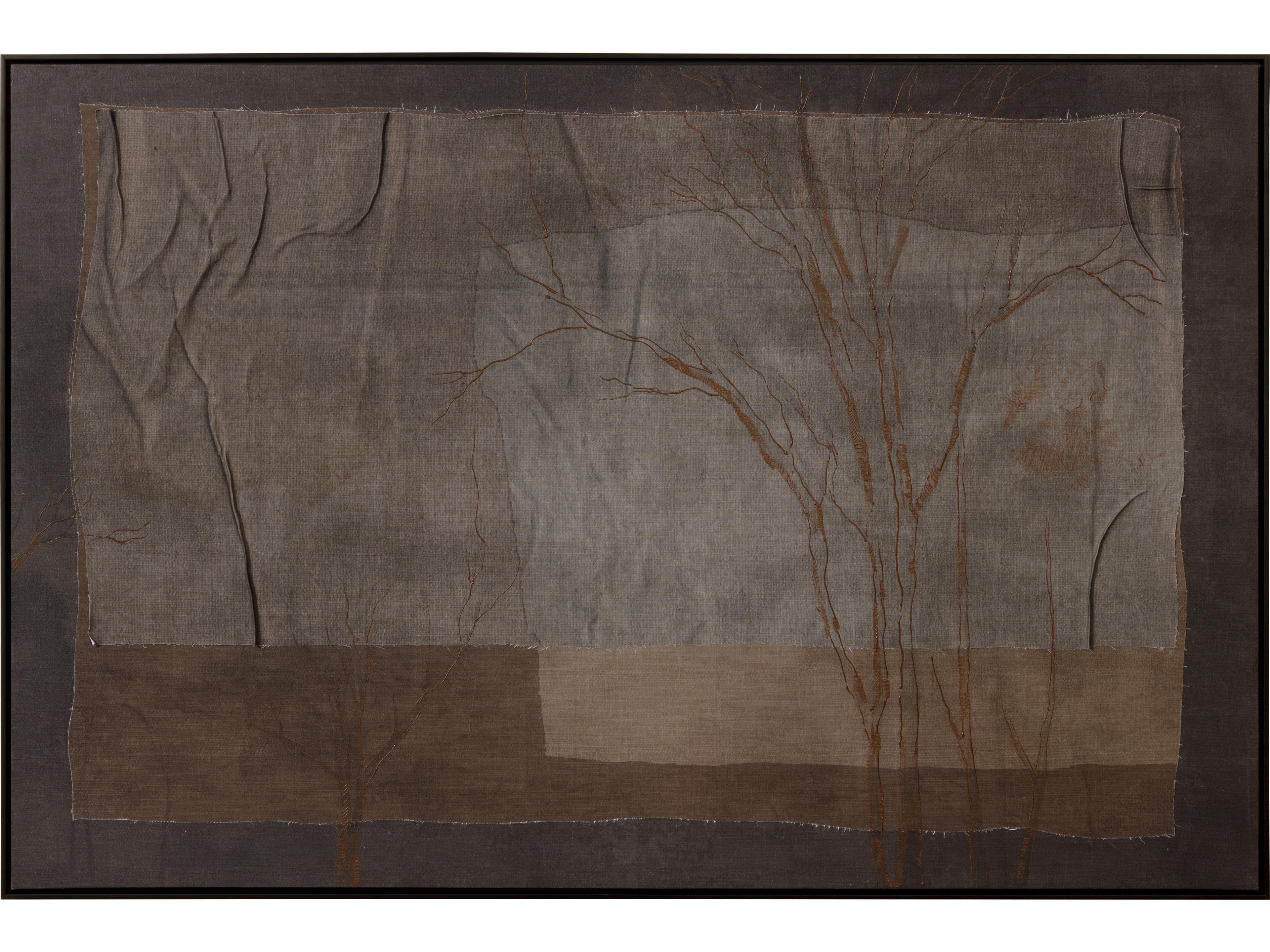 Enchanted Forest in 60" X 40" in Black Floater Frame in Brown