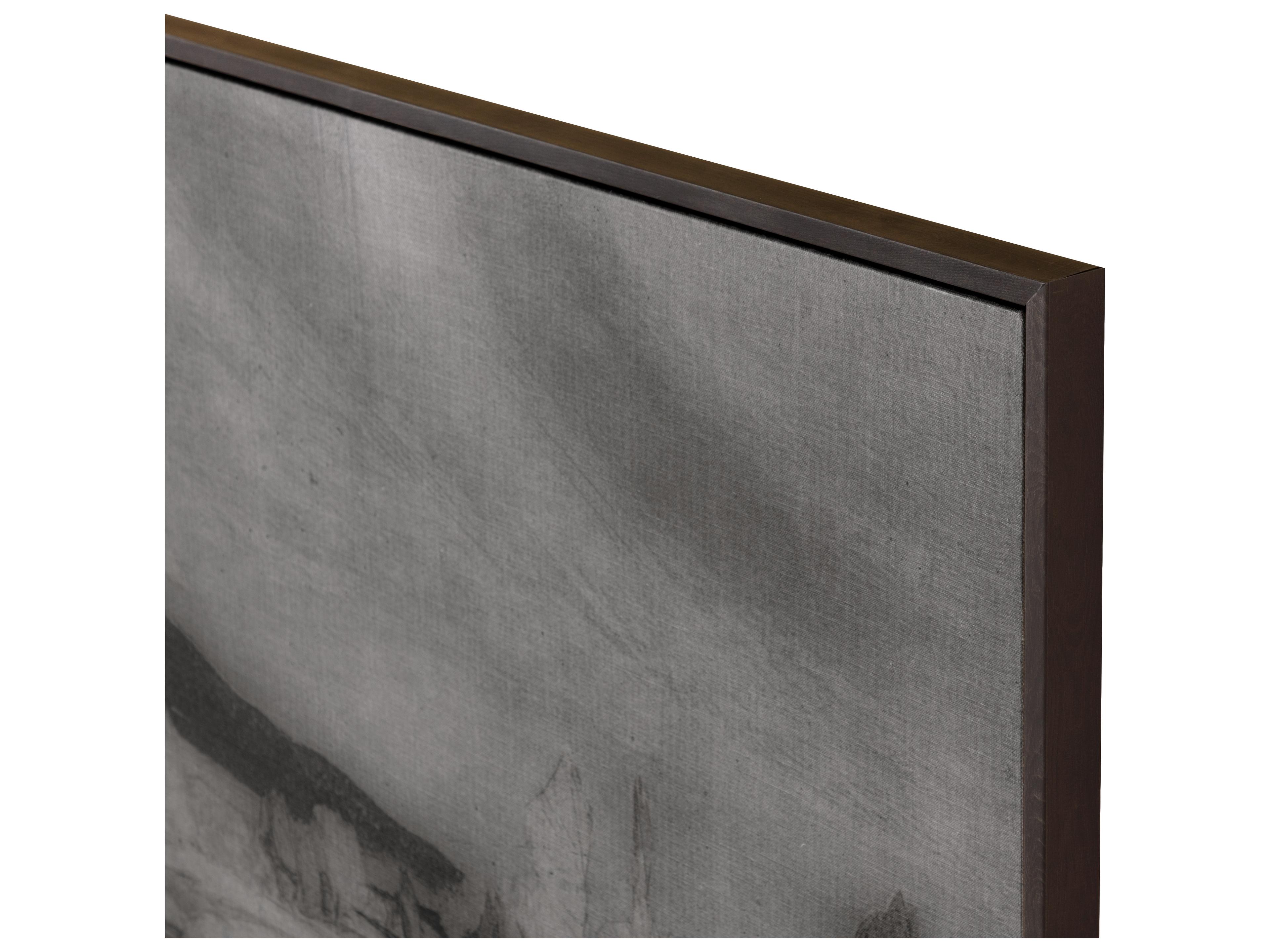 Sunpan Antique Landscape in 50" X 35" in Brown Floater Frame