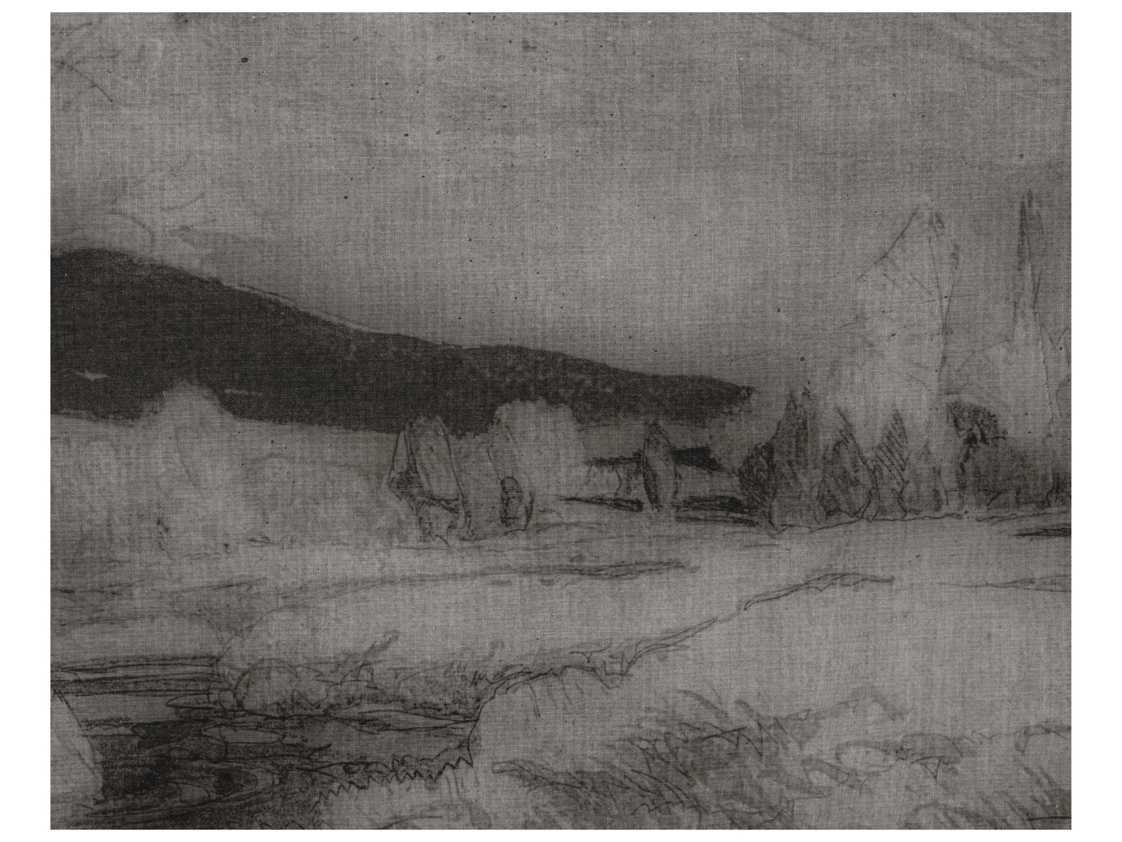 Sunpan Antique Landscape in 50" X 35" in Brown Floater Frame