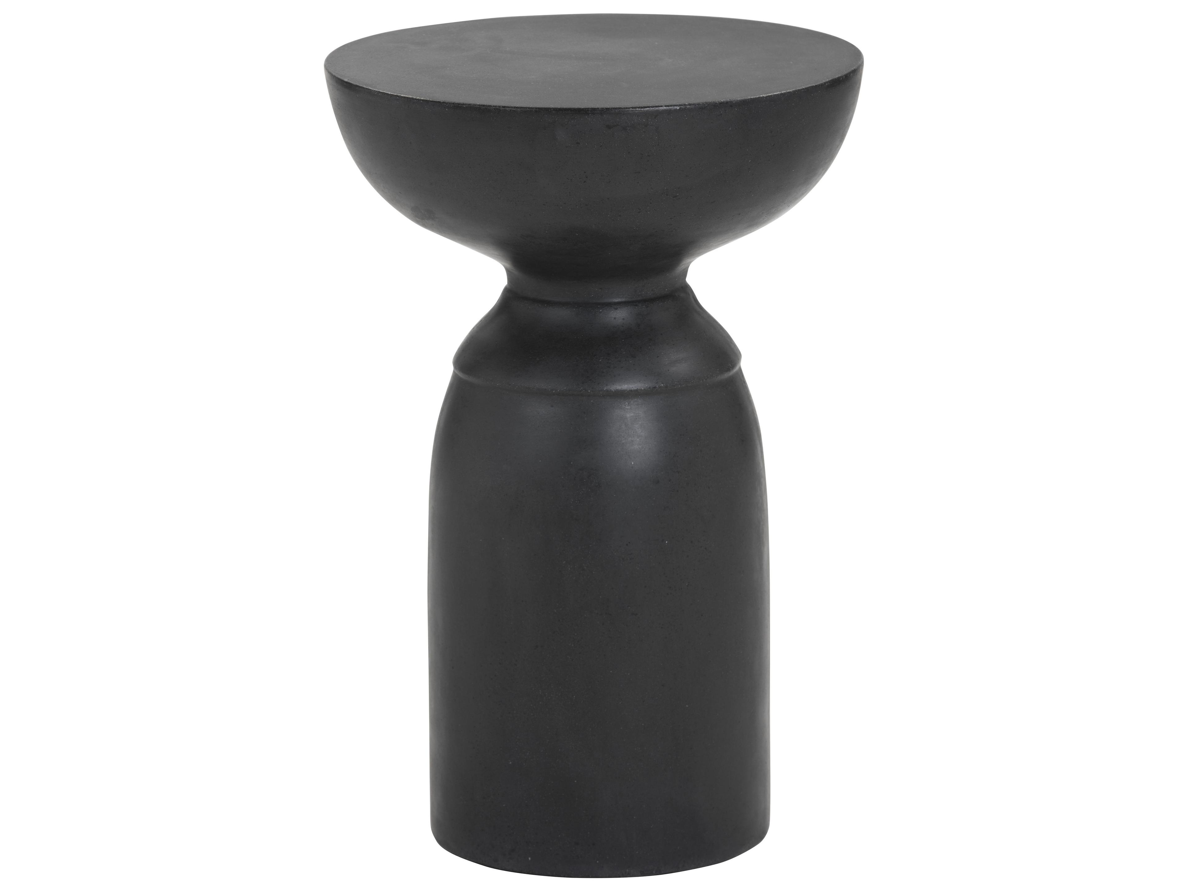 Goya Round Concrete End Table Black