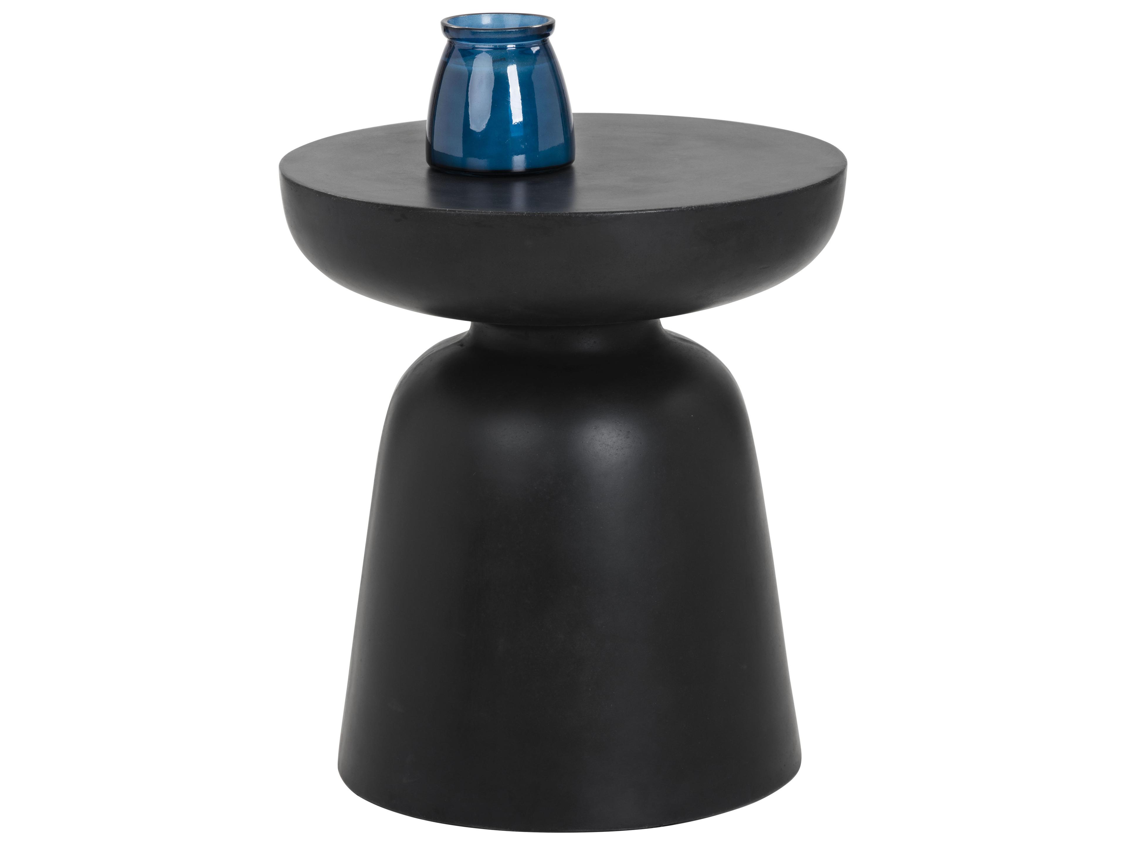 Sunpan Outdoor MIXT Lucida Concrete Black Round End Table