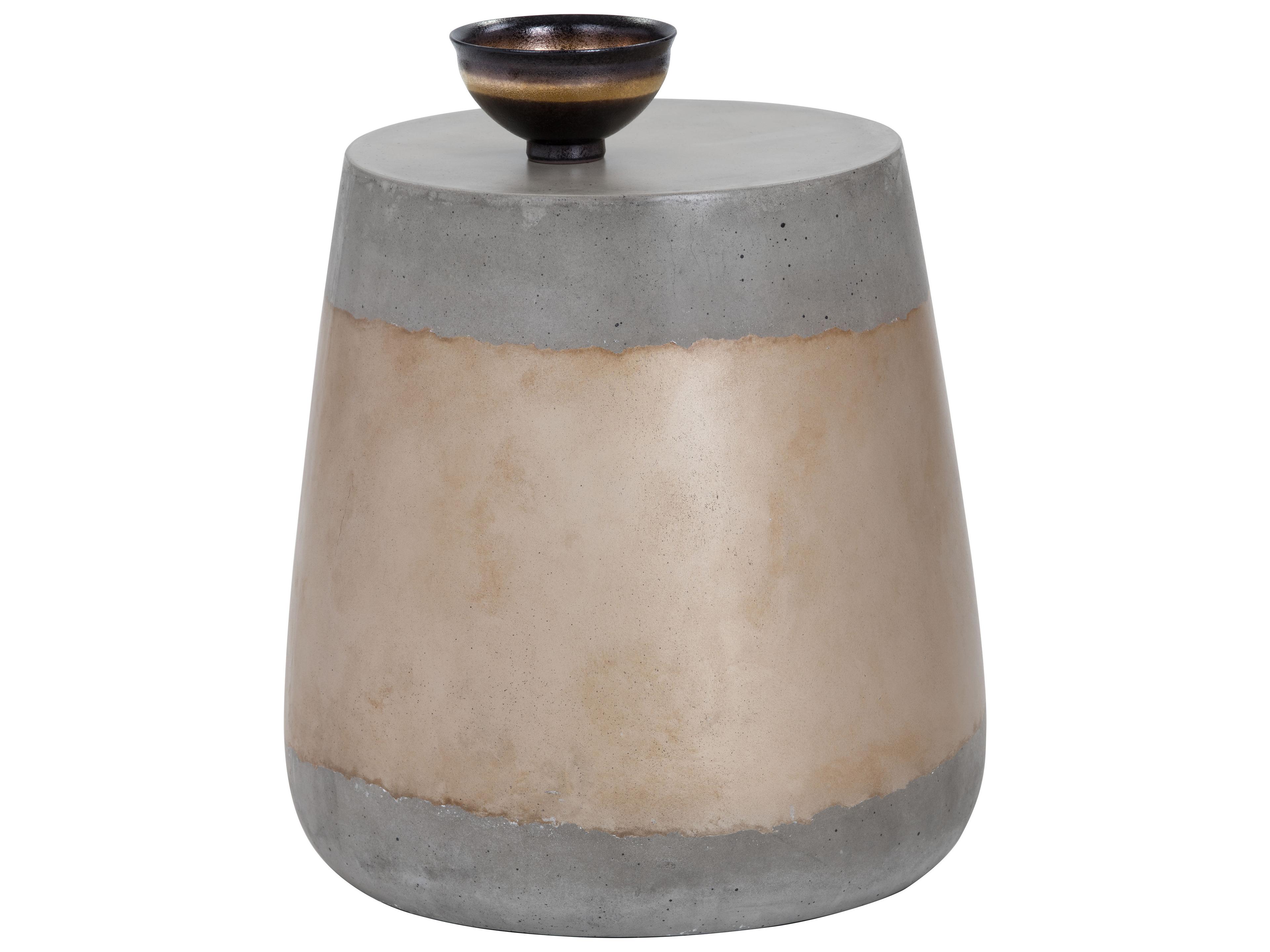 Sunpan Outdoor Solterra Aries Concrete Gold Round End Table