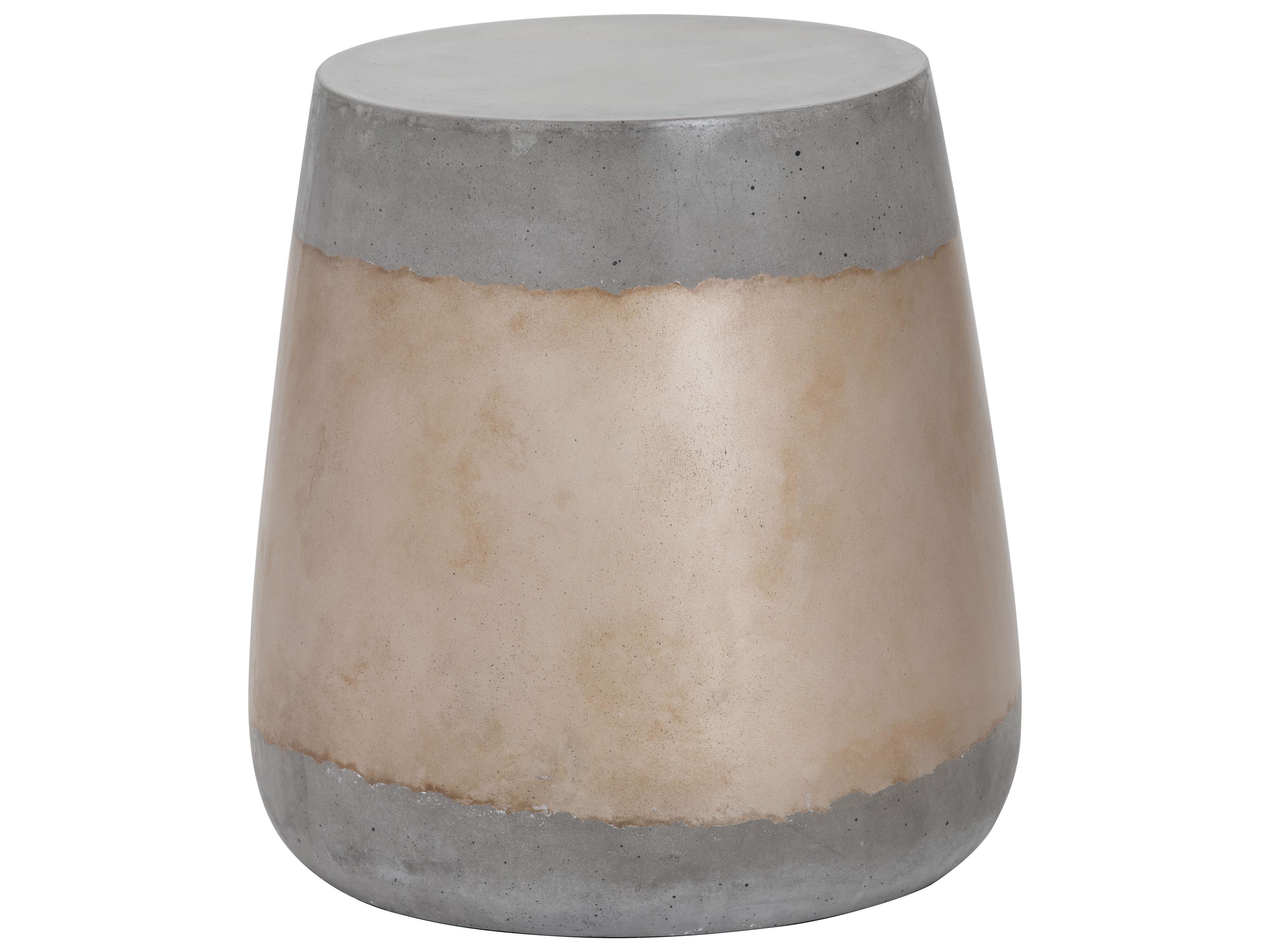 Solterra Aries Concrete Gold Round End Table