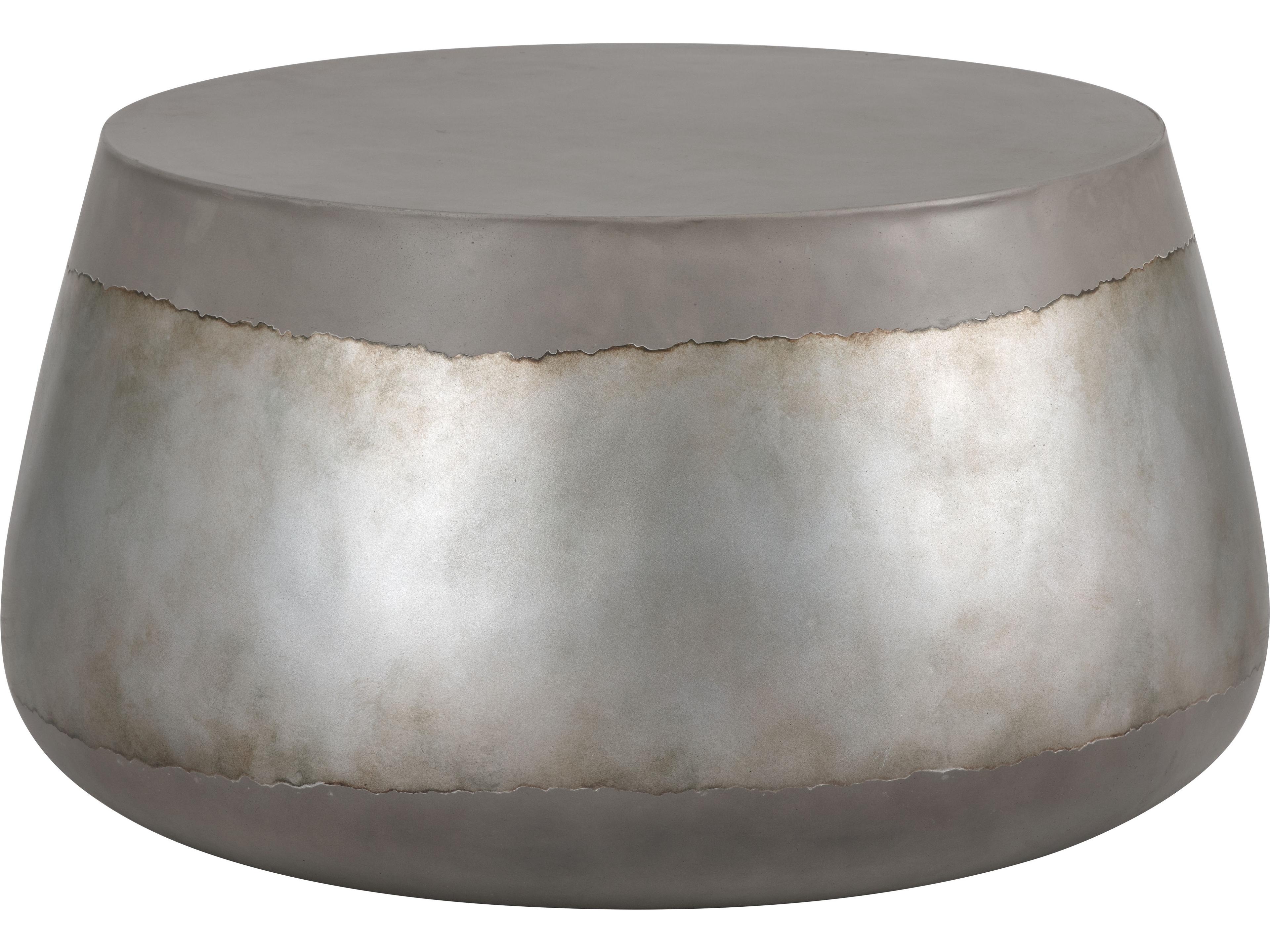 Solterra Aries Concrete Silver Round Coffee Table