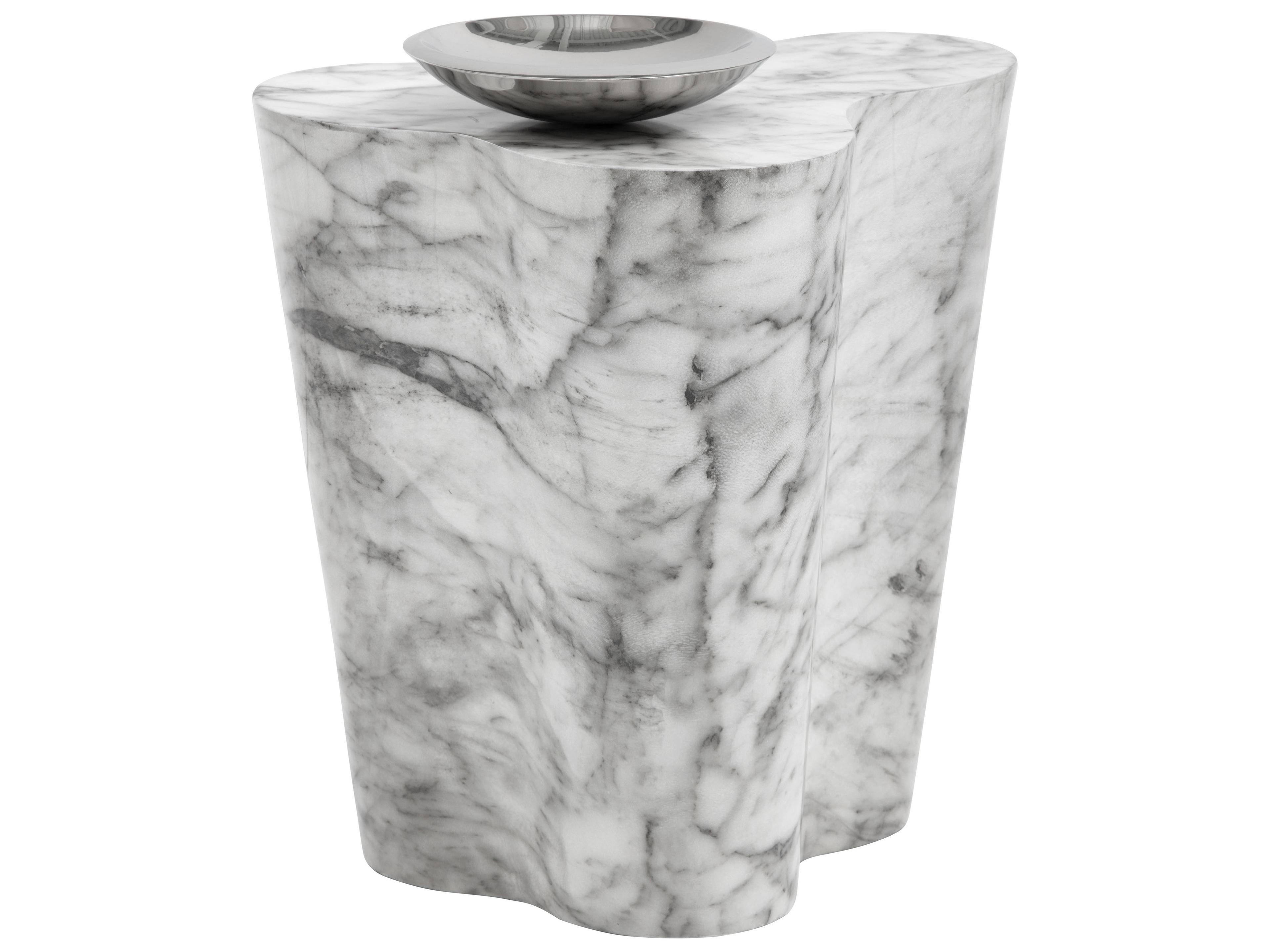 Sunpan Outdoor MIXT Ava Concrete Marble Look Grey Small End Table