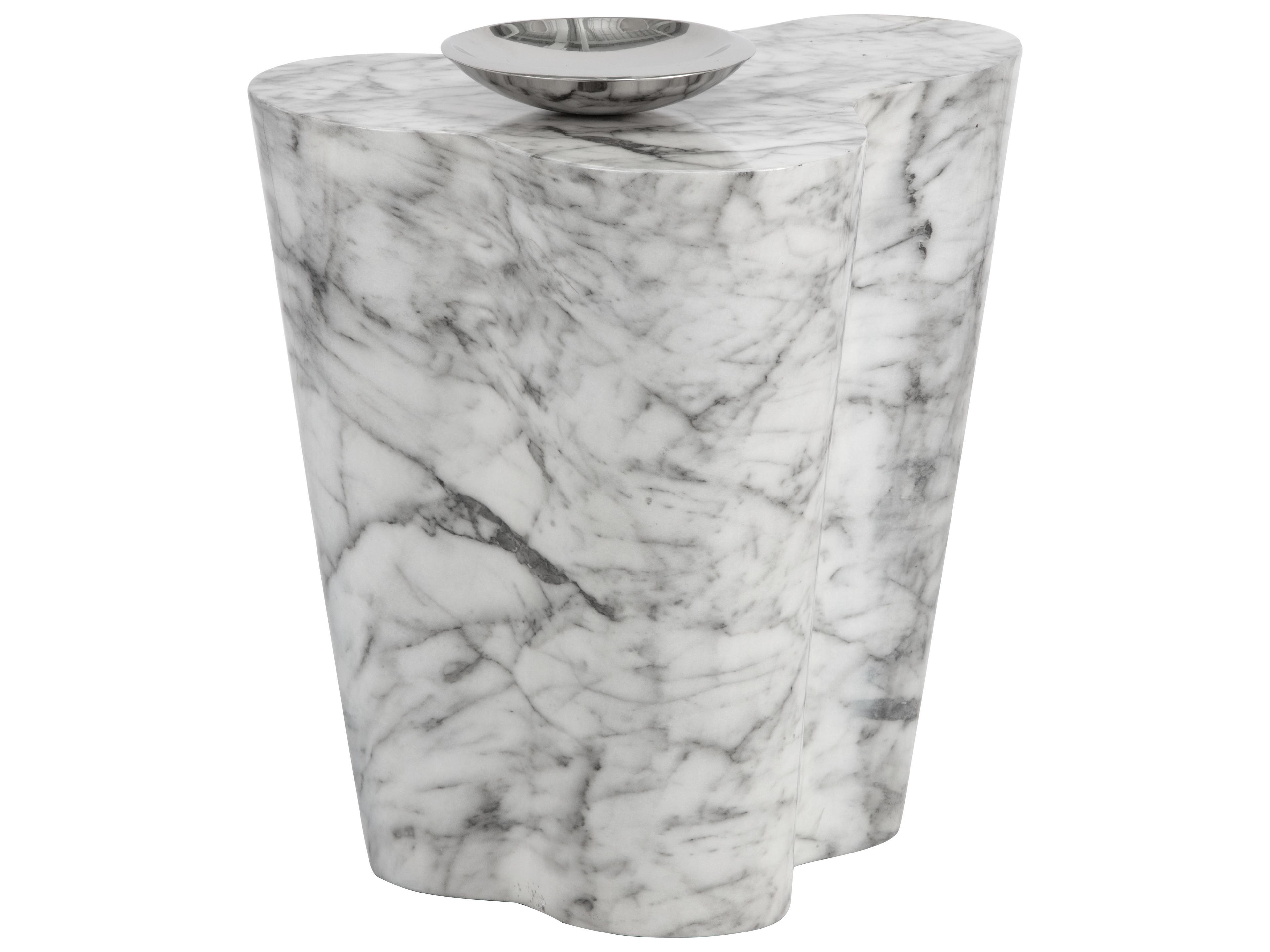 Sunpan Outdoor MIXT Ava Concrete Marble Look Grey Large Side Table