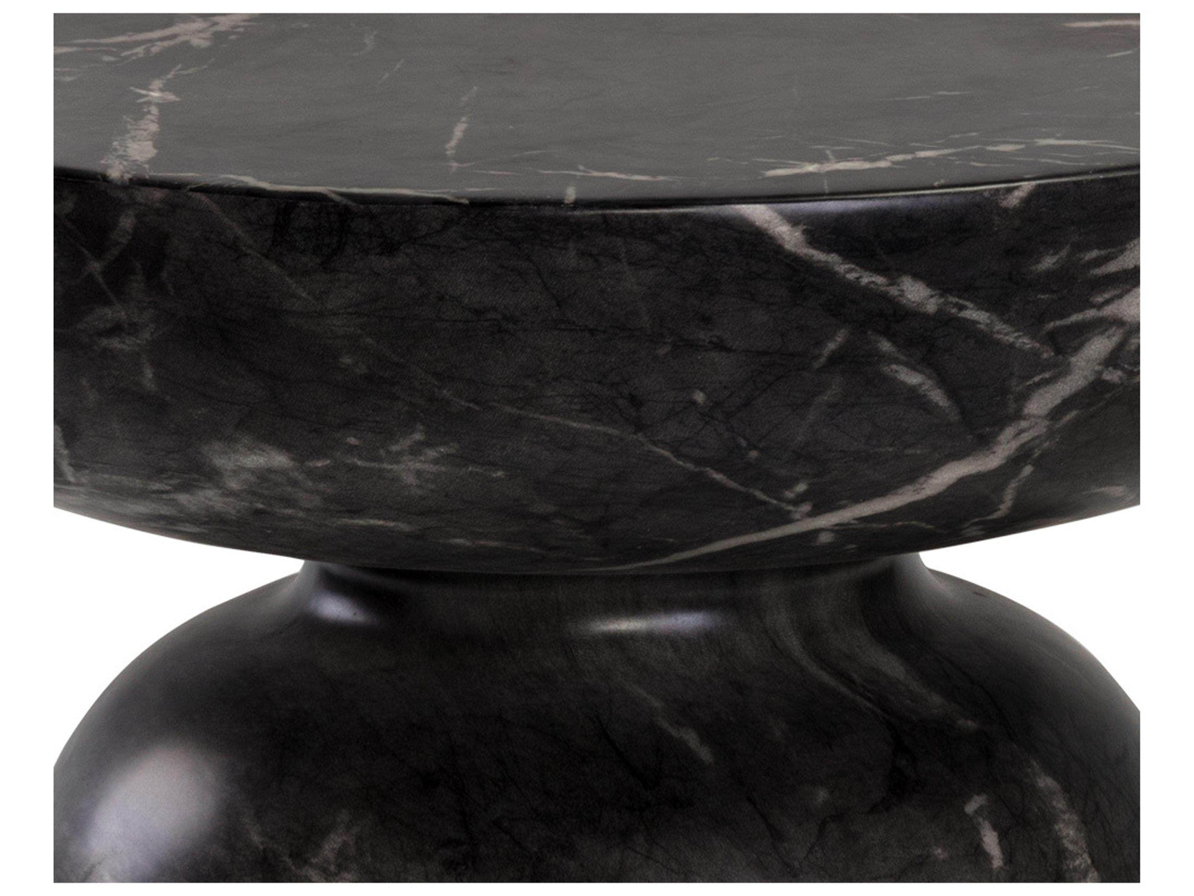 Sunpan Outdoor MIXT Lucida Concrete Marble Look Black Round End Table