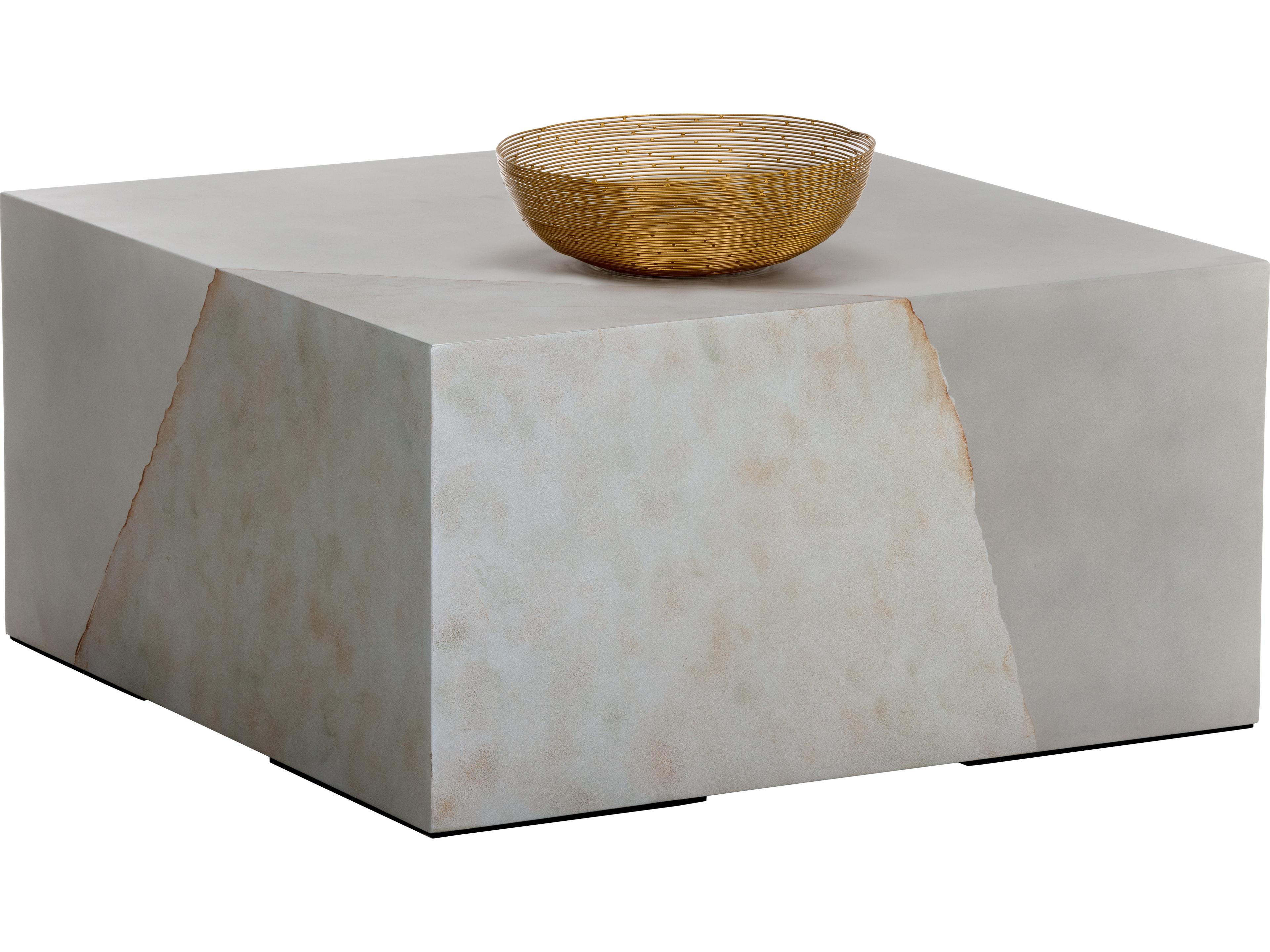 Sunpan Outdoor Solterra Kyson Concrete Silver Square Coffee Table