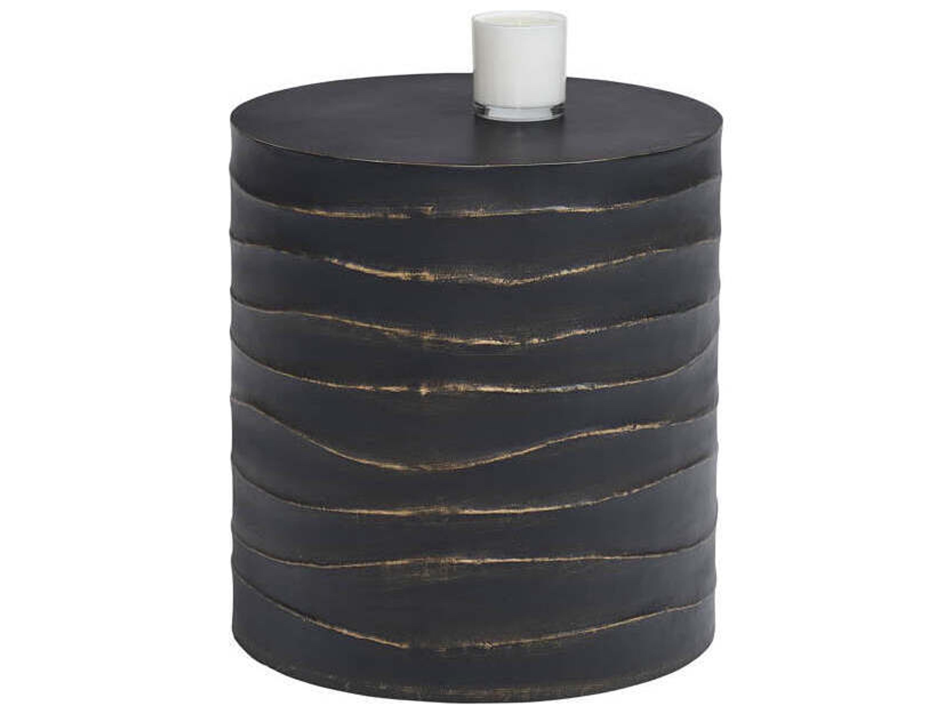 Sunpan Outdoor Solterra Corey Concrete Black Round End Table