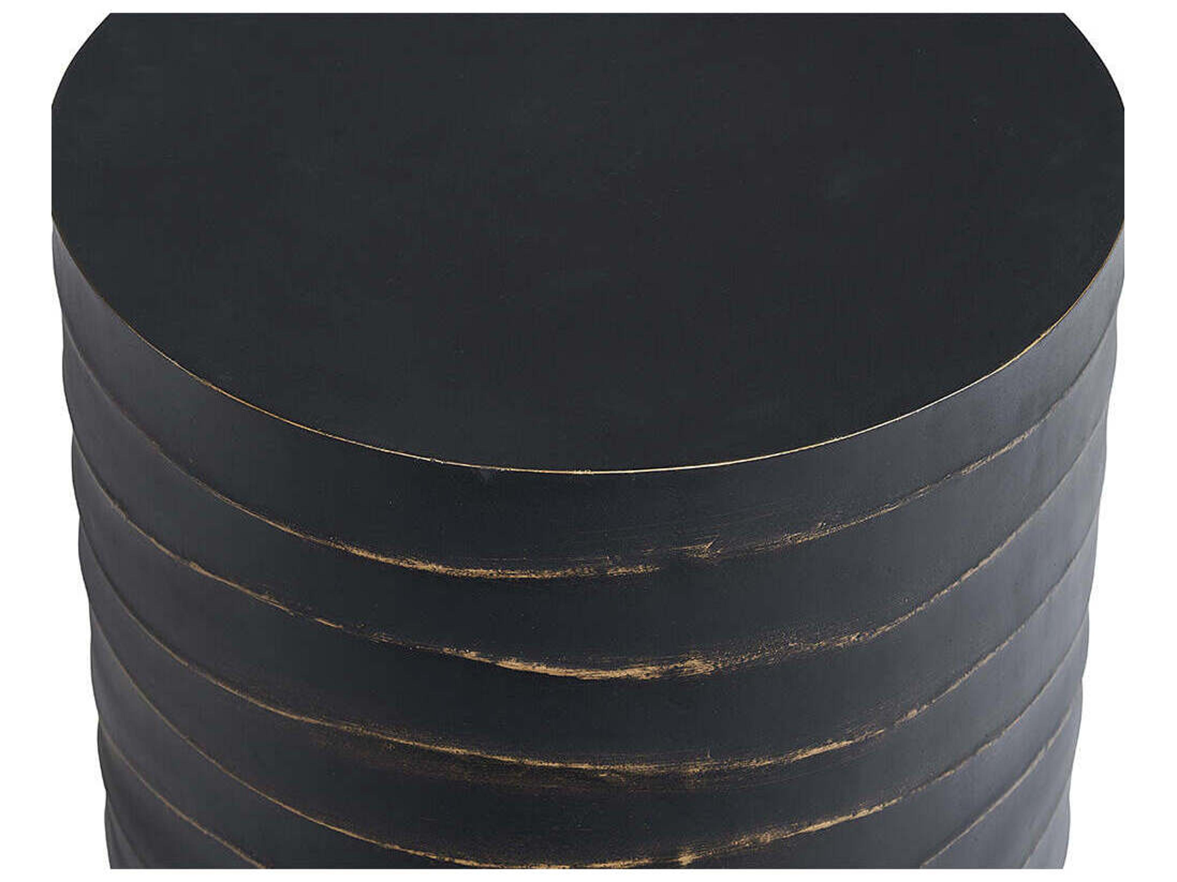 Sunpan Outdoor Solterra Corey Concrete Black Round End Table