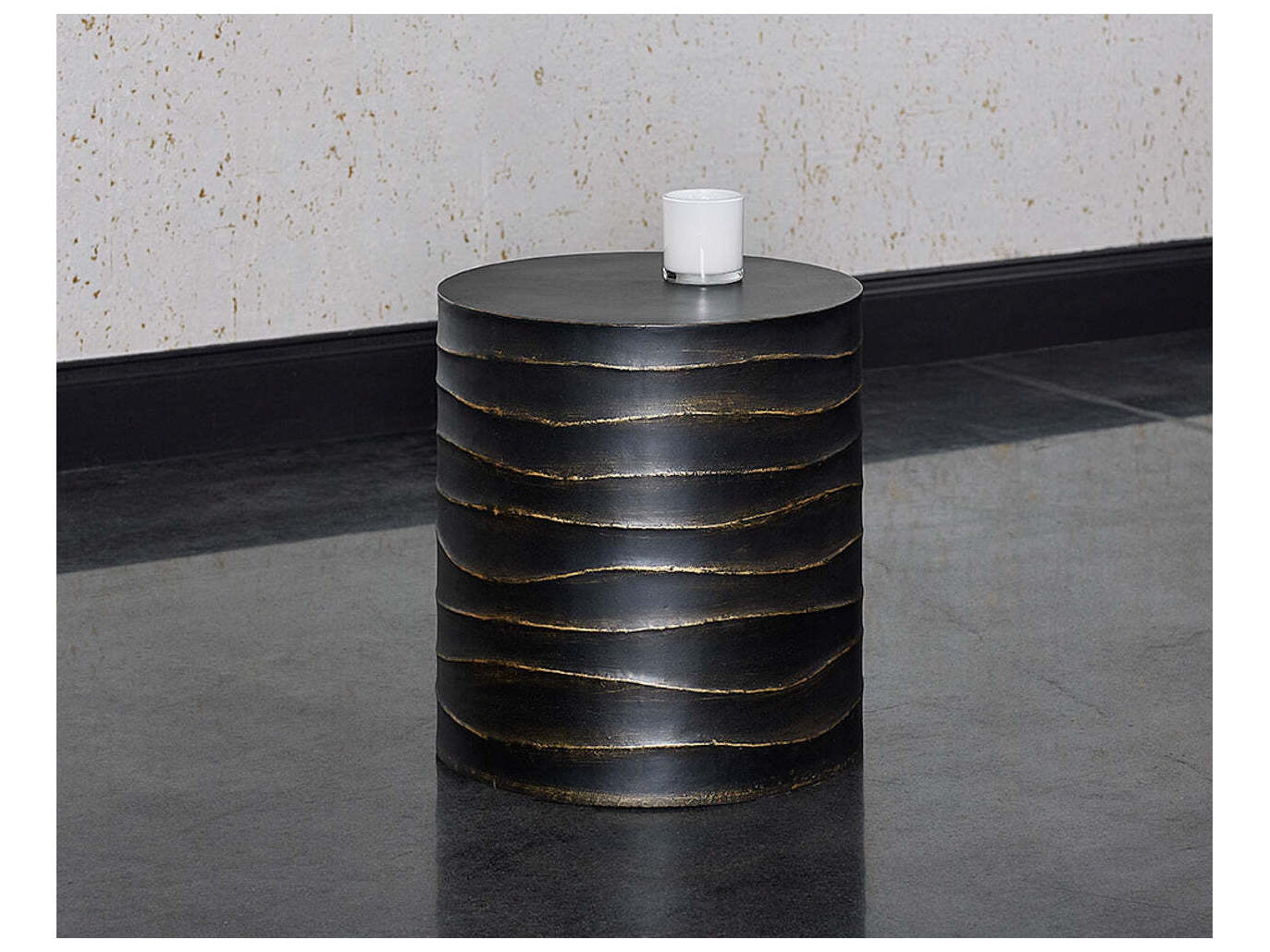 Sunpan Outdoor Solterra Corey Concrete Black Round End Table