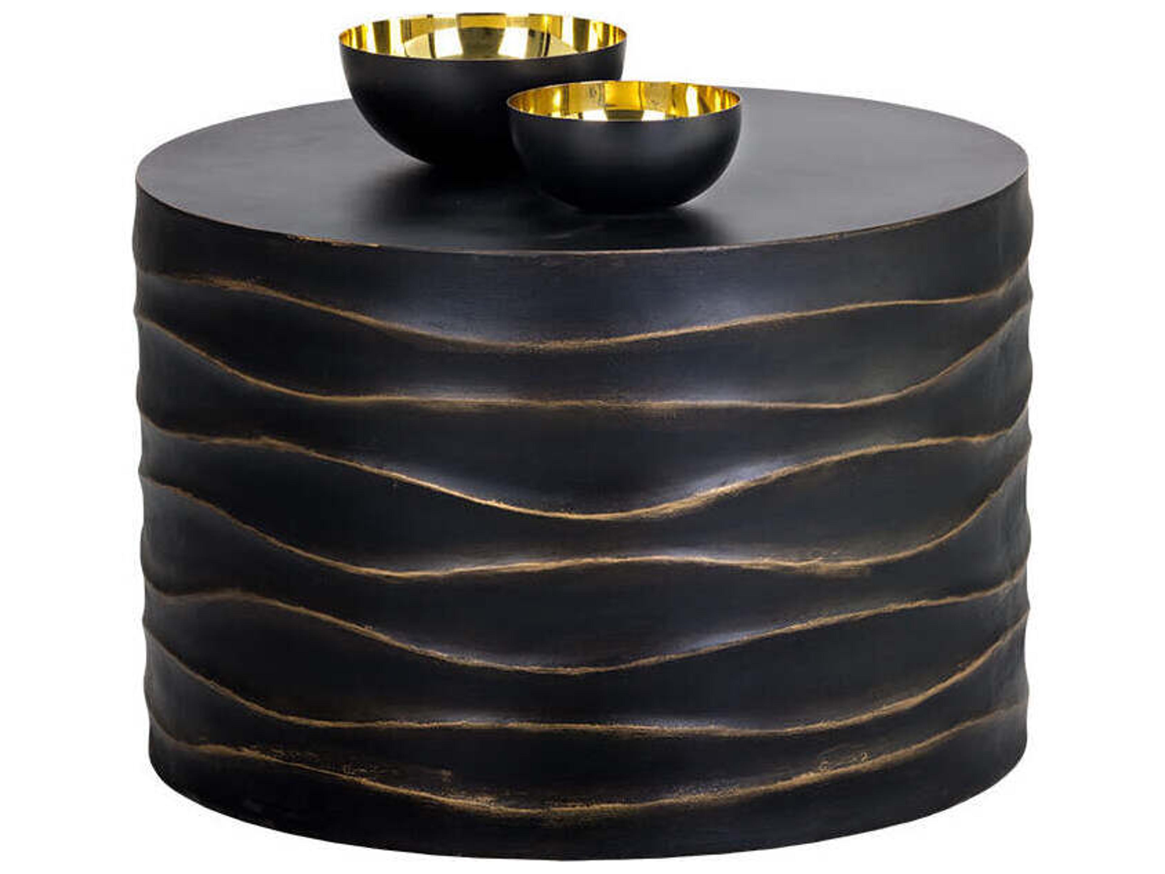 Sunpan Outdoor Solterra Corey Concrete Black Round Small Coffee Table