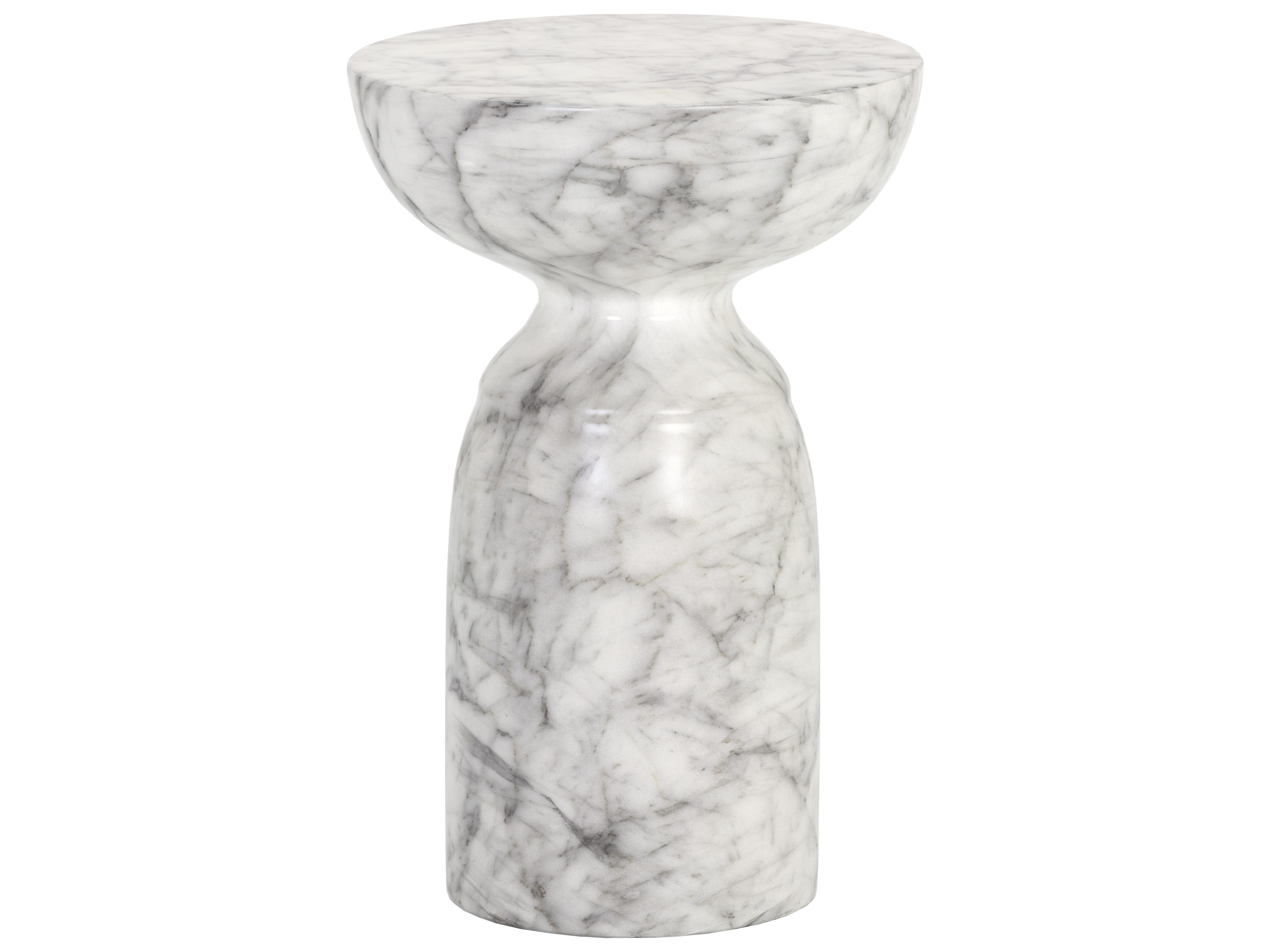 MIXT Goya Concrete Marble Look White Round End Table