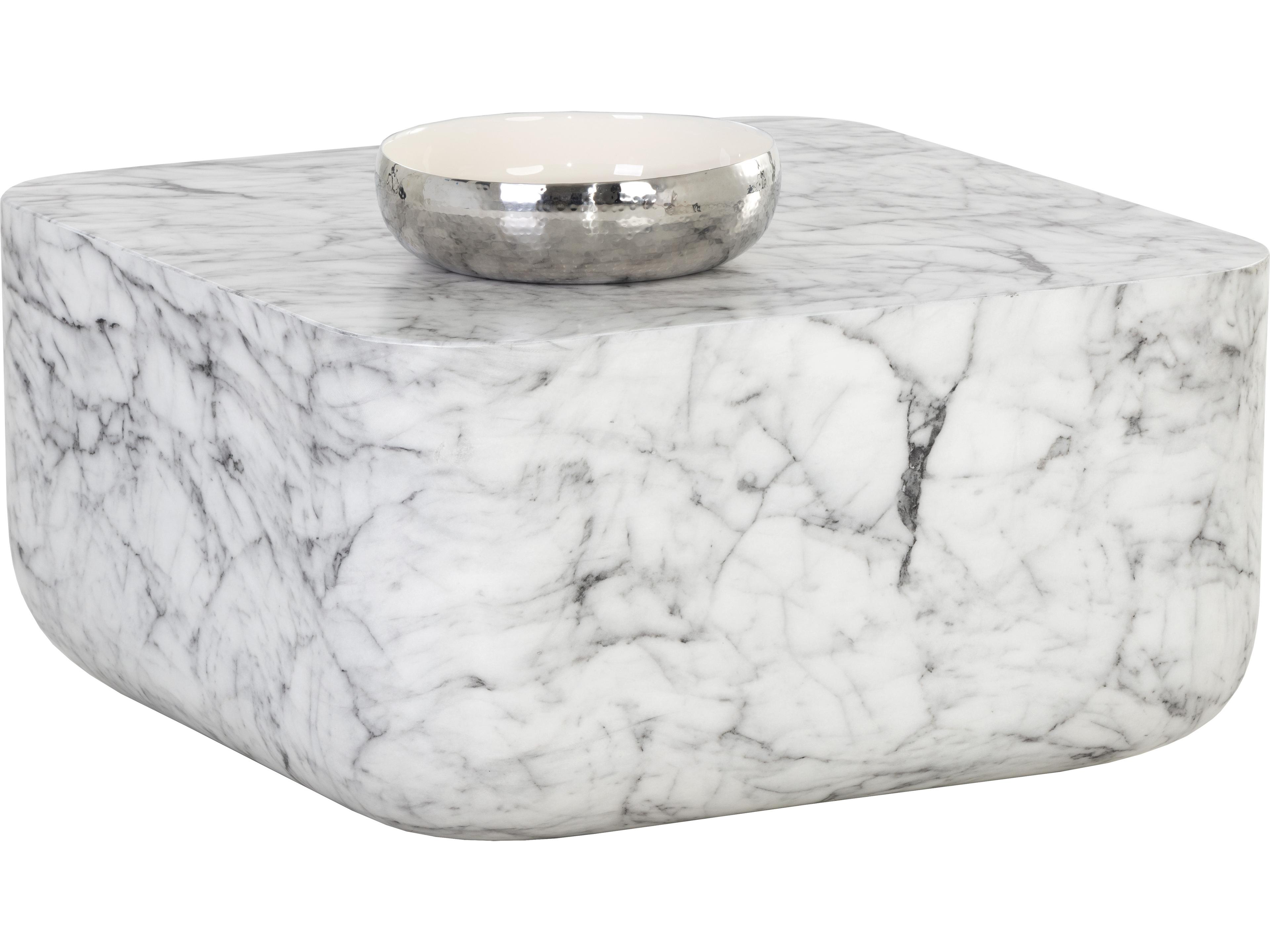 Sunpan Outdoor Solterra Strut Concrete White Square Coffee Table