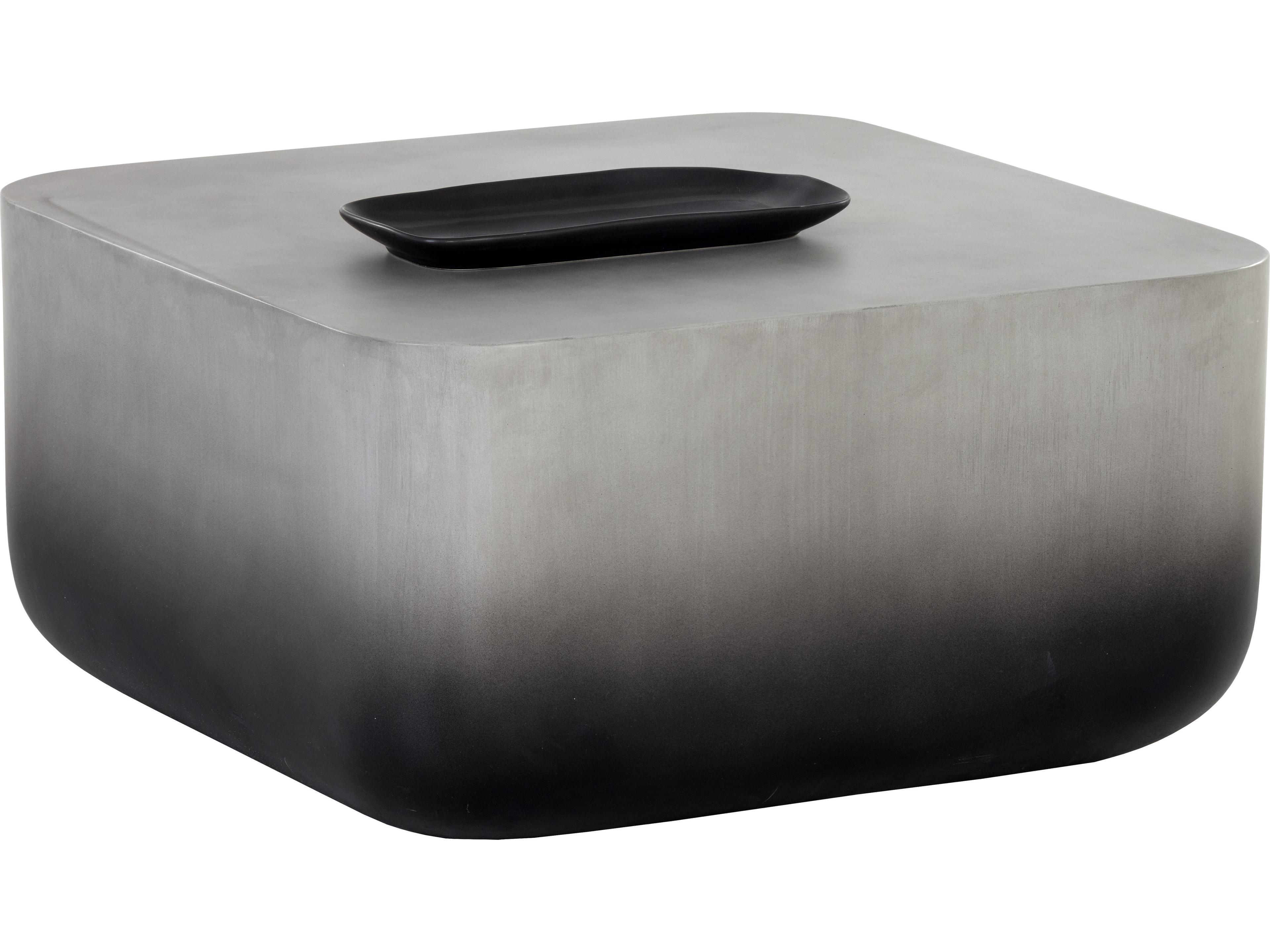 Sunpan Outdoor Solterra Strut Concrete Grey Black Ombre Square Coffee Table