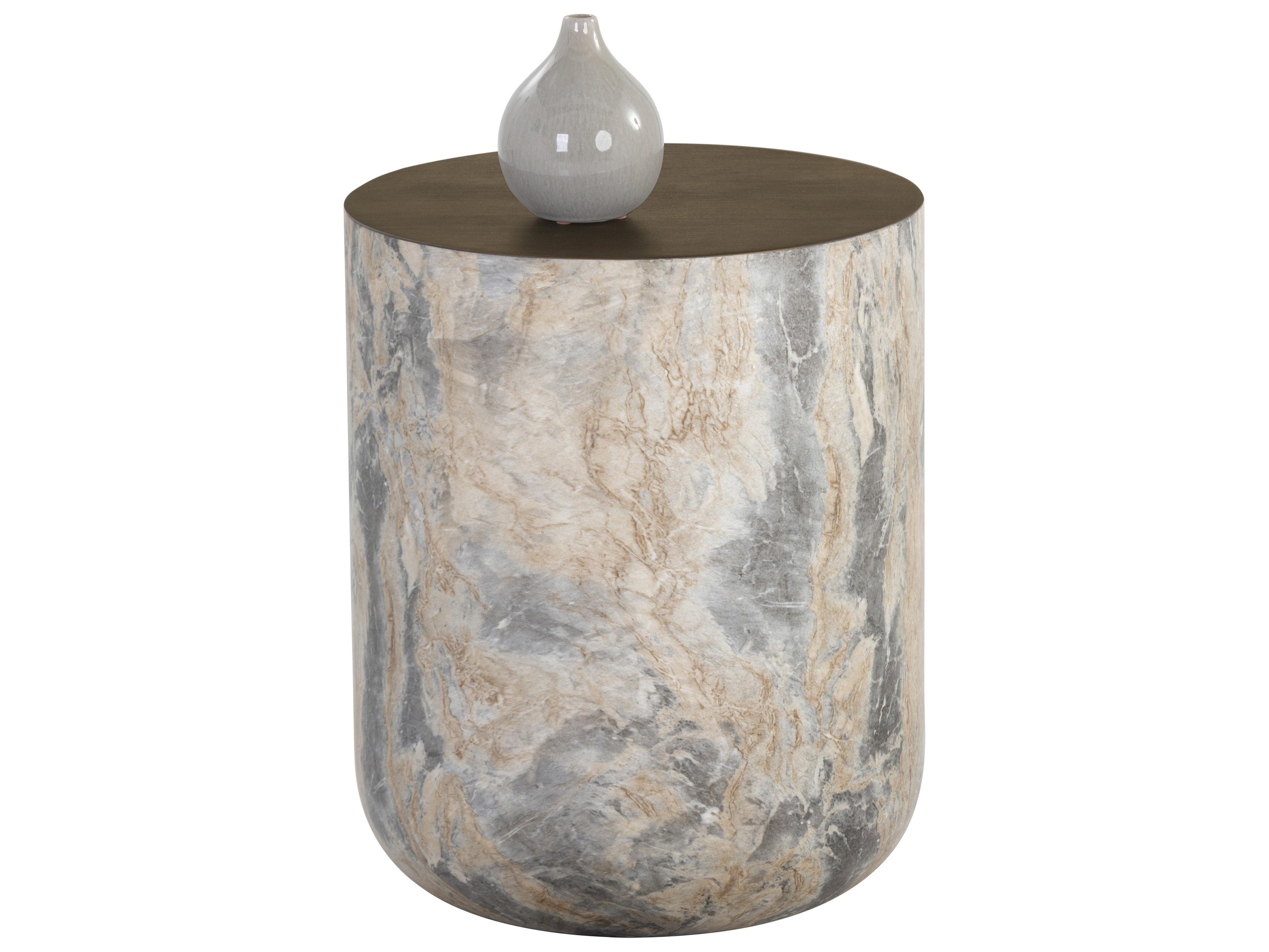 Sunpan Outdoor Solterra Diaz Concrete Brown Round End Table