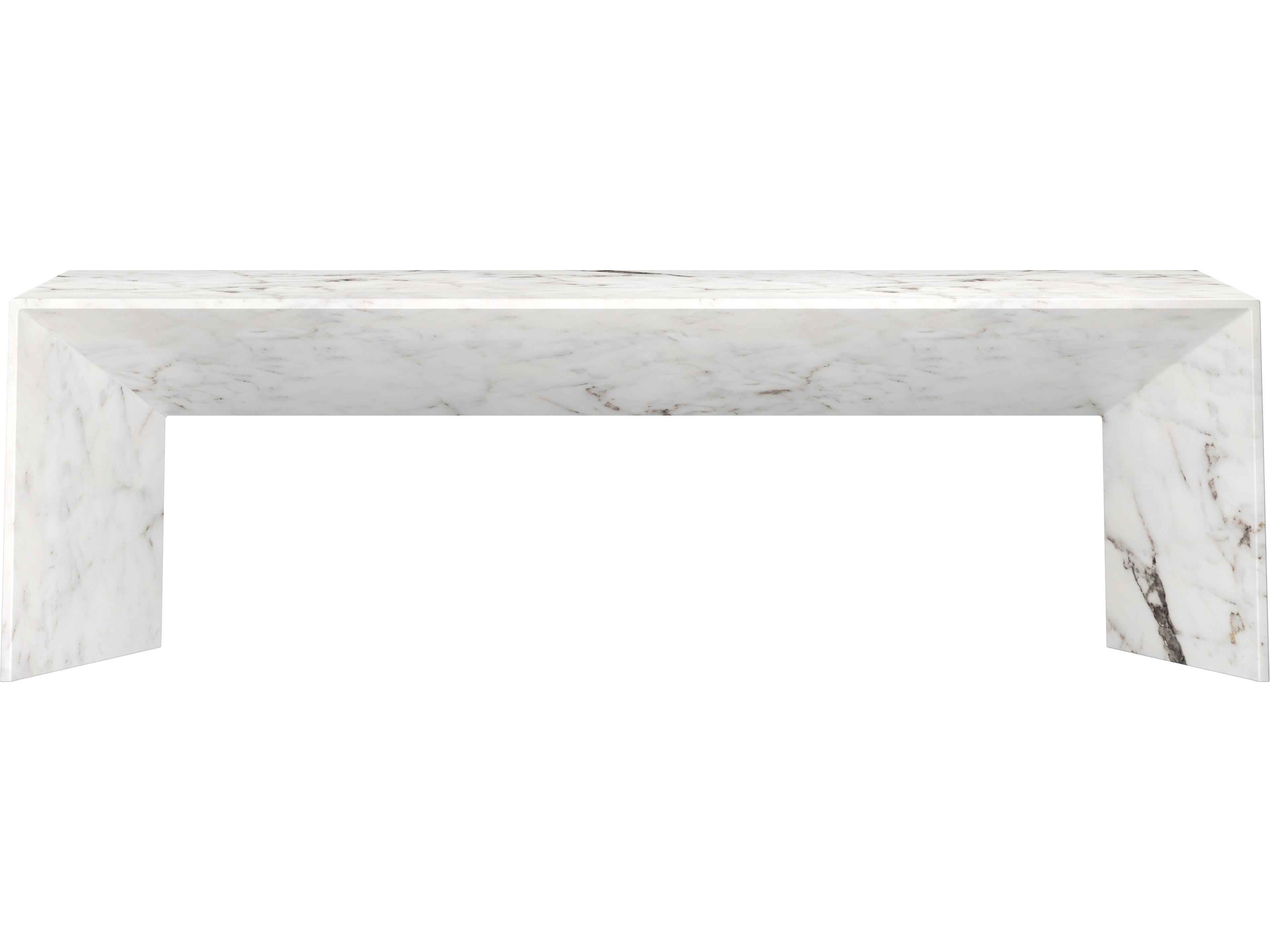Sunpan Outdoor MIXT Nomad Concrete Marble Look White Bench