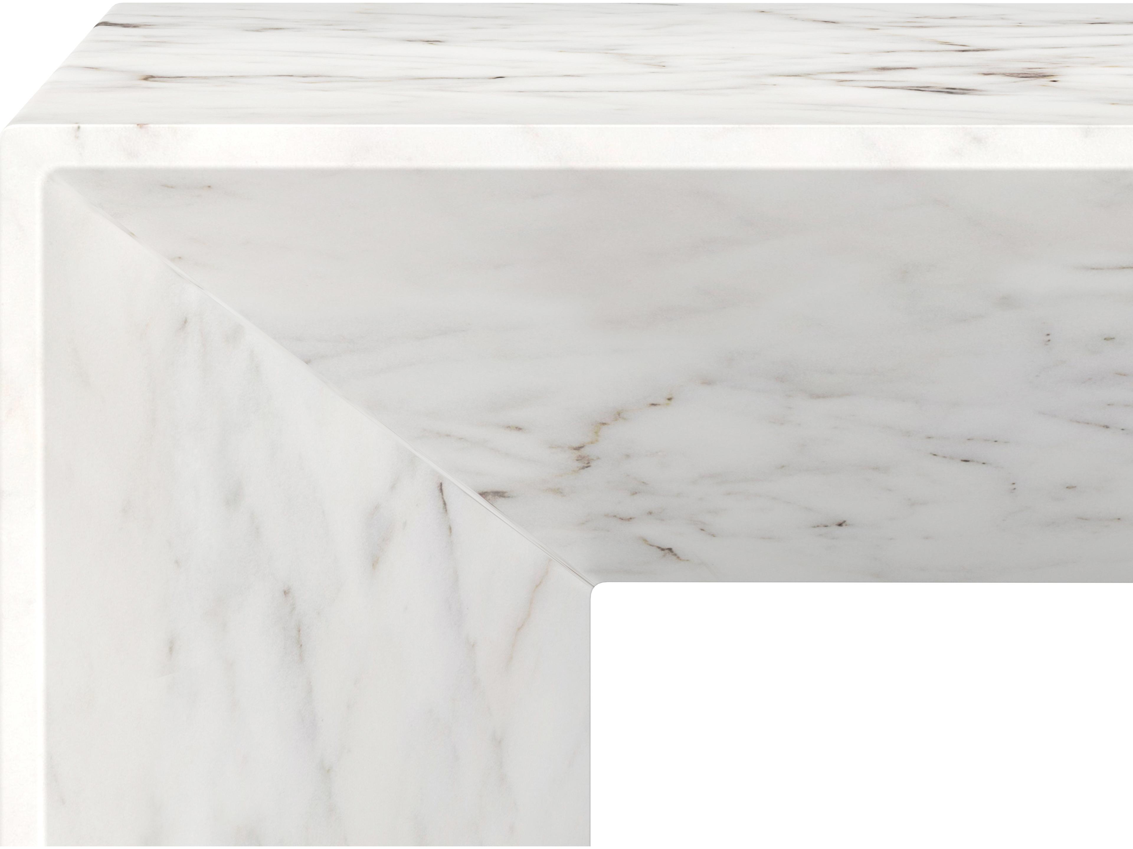 Sunpan Outdoor MIXT Nomad Concrete Marble Look White Bench