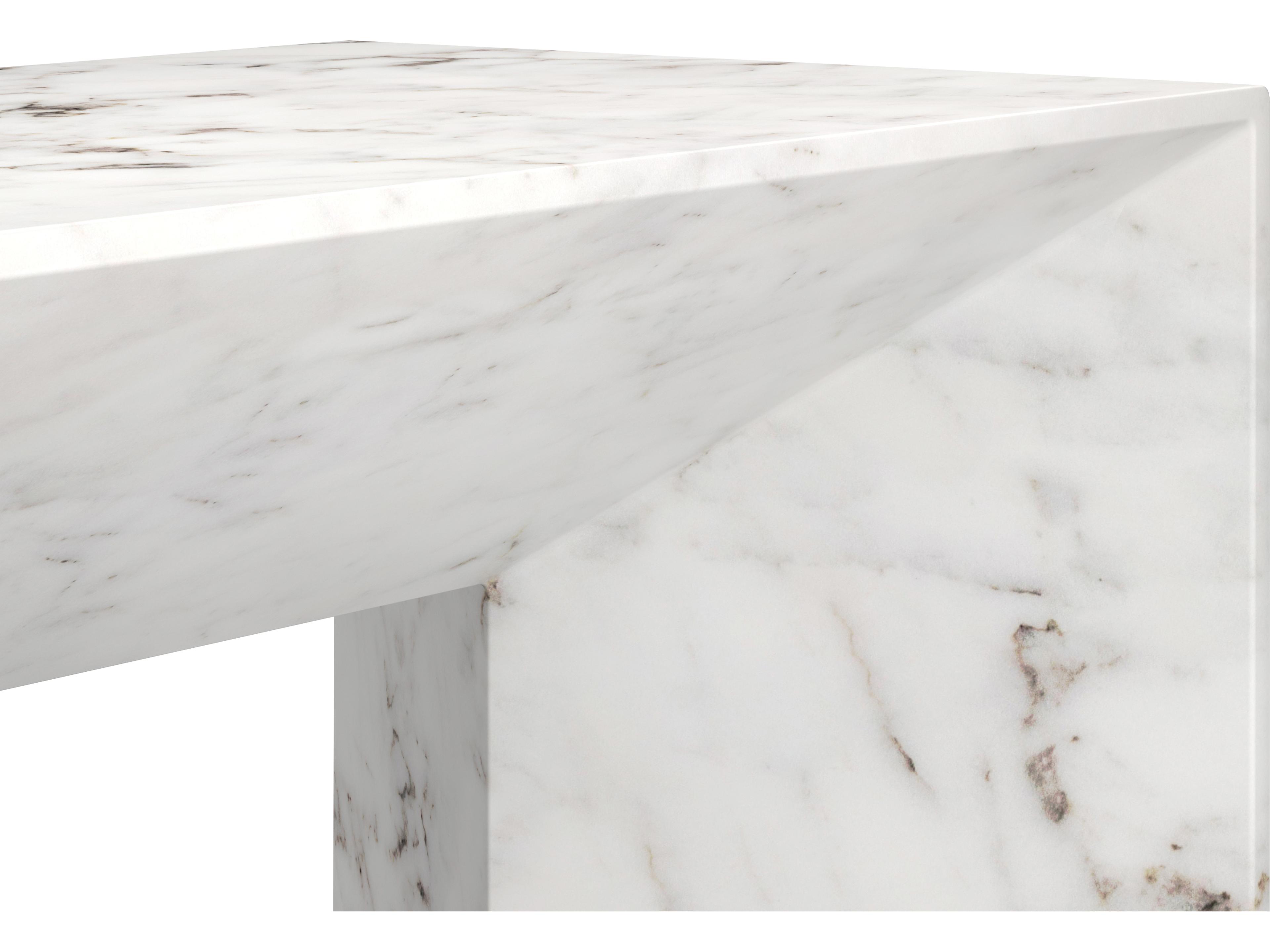 Sunpan Outdoor MIXT Nomad Concrete Marble Look White Bench