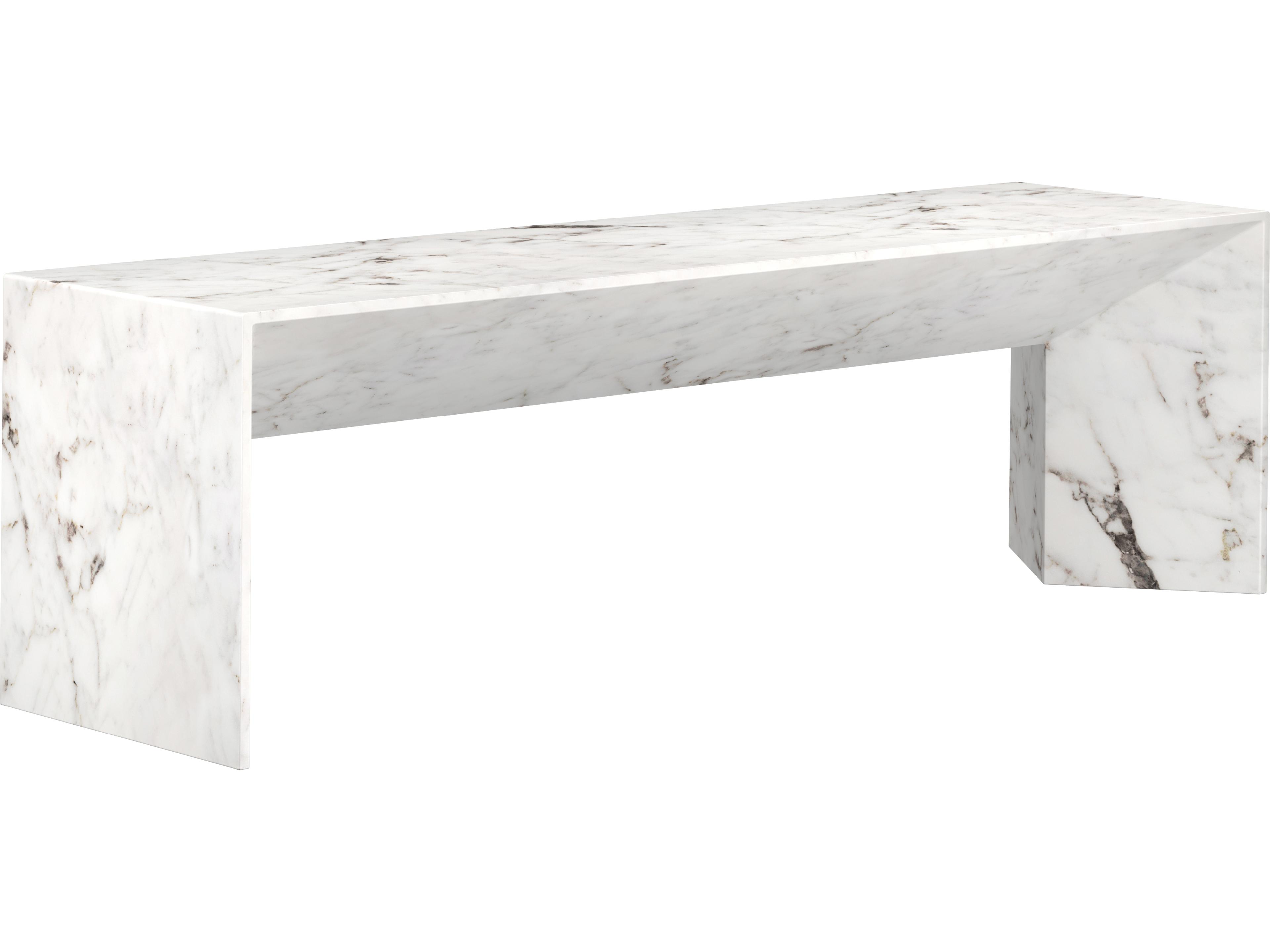 MIXT Nomad Concrete Marble Look White Bench